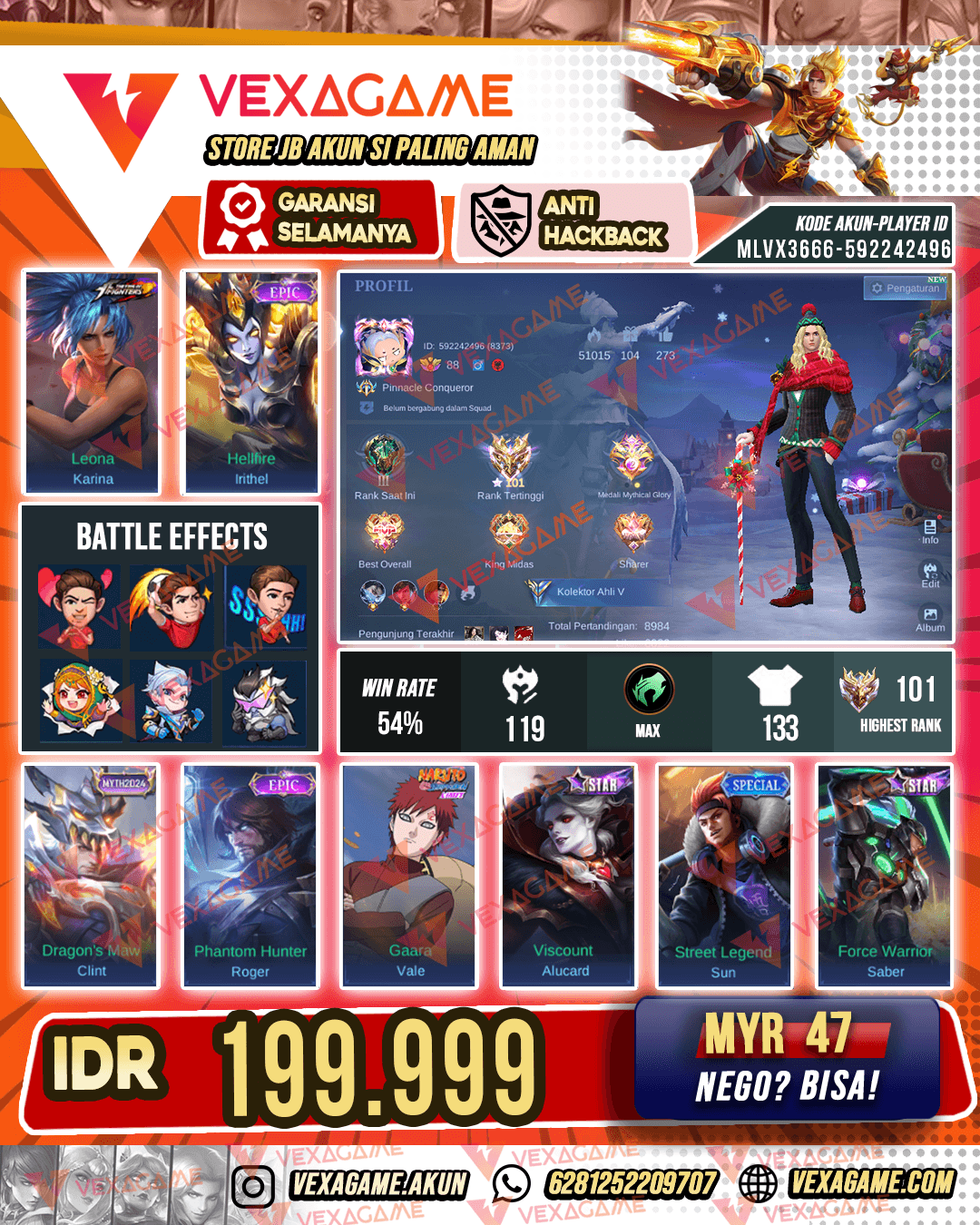 Karina KOF X Irithel Epic | Emblem MAX | Ex Immortal