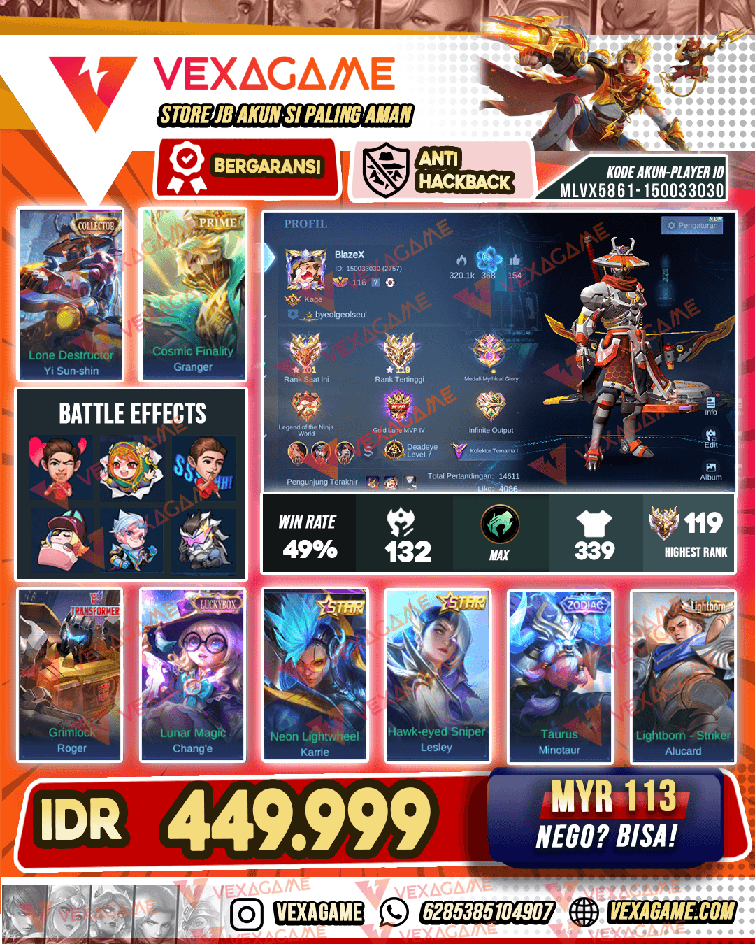 Yi Sun Shin Collector | Granger Prime | Emblem & Hero MAX | Ex Immortal
