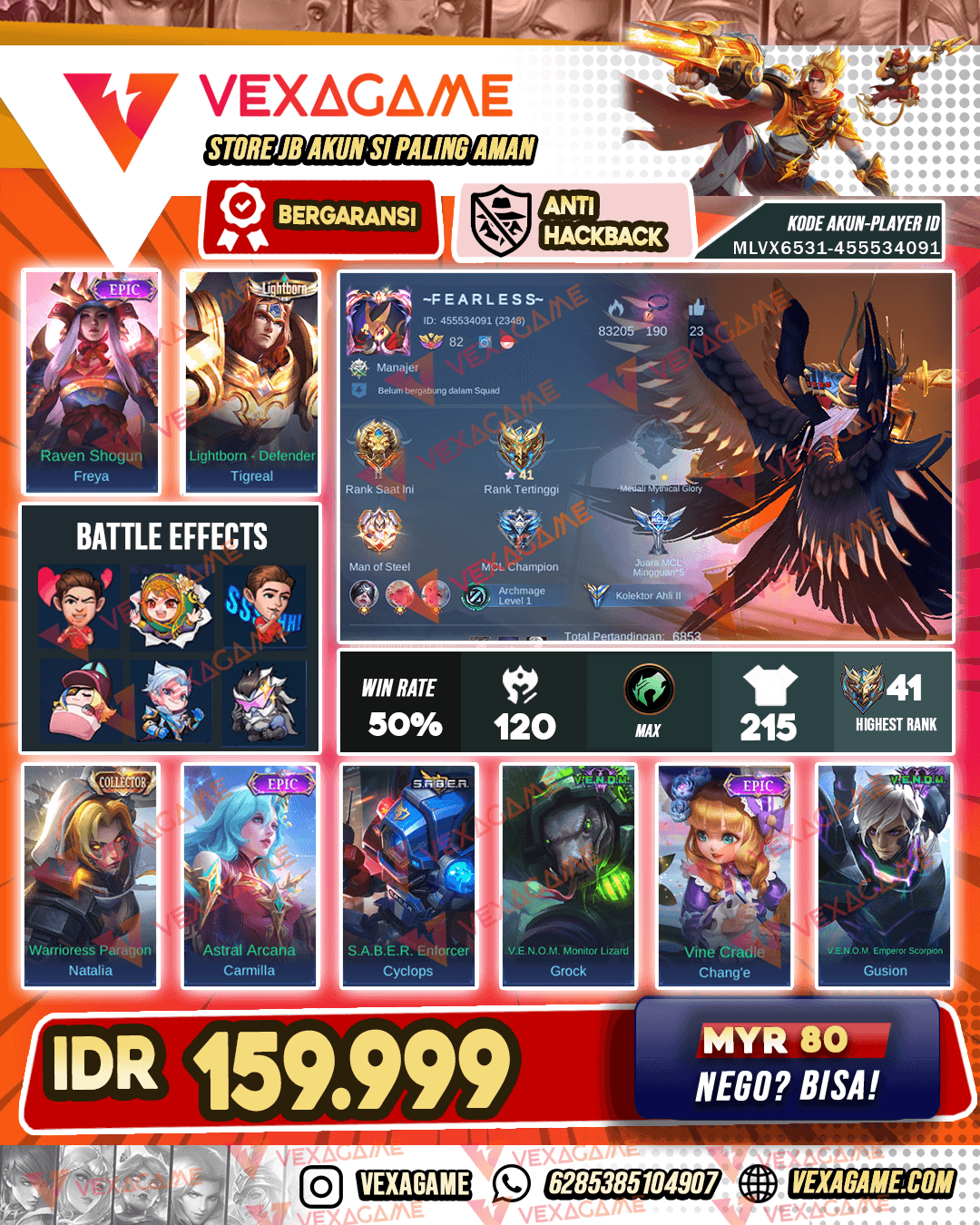 Freya Epic | Tigreal Lightborn | Emblem Max