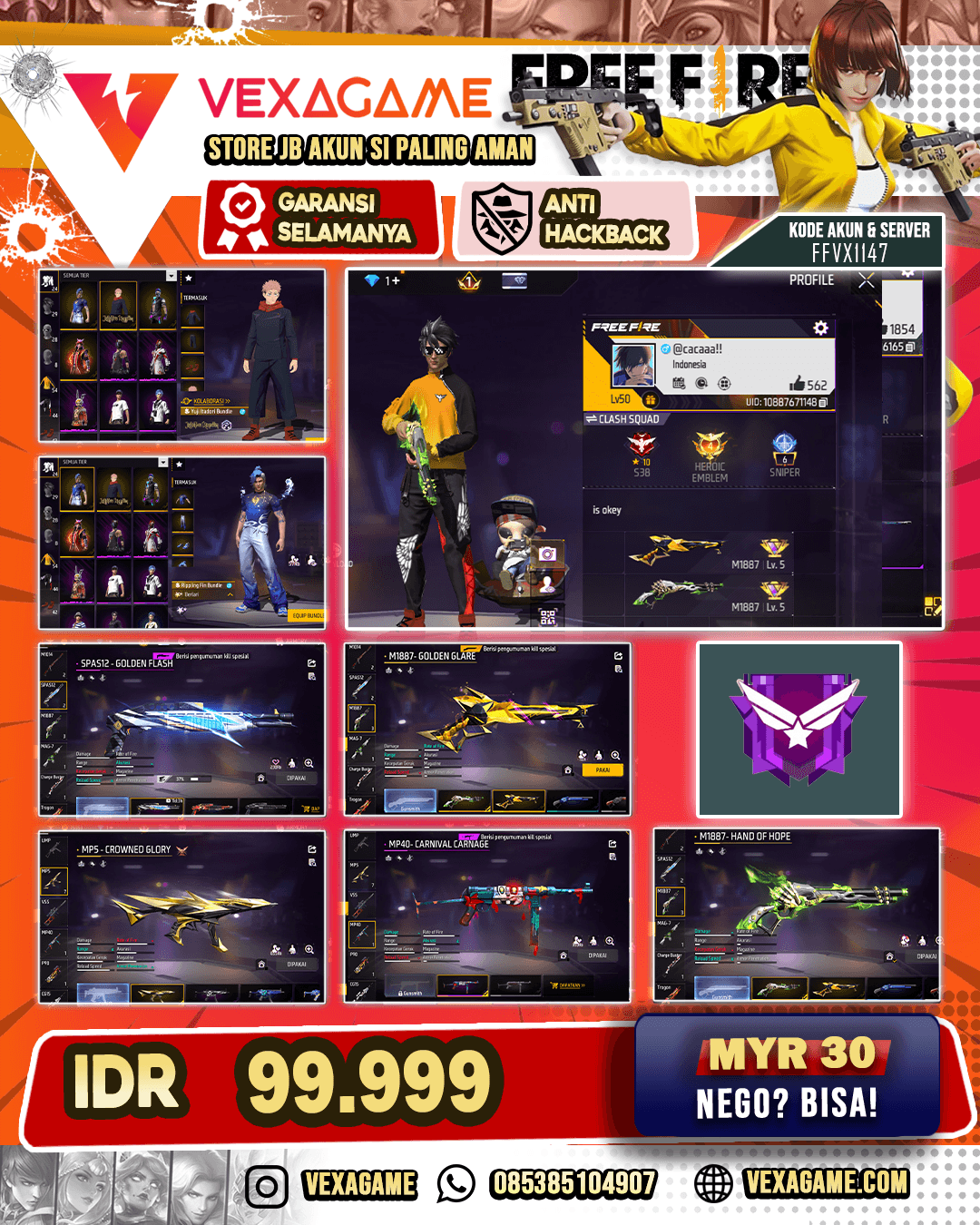 SG LUMUT | SG GOLDEN | MP5 GLORY | MP40 CARNIVAL | VAULT  50++