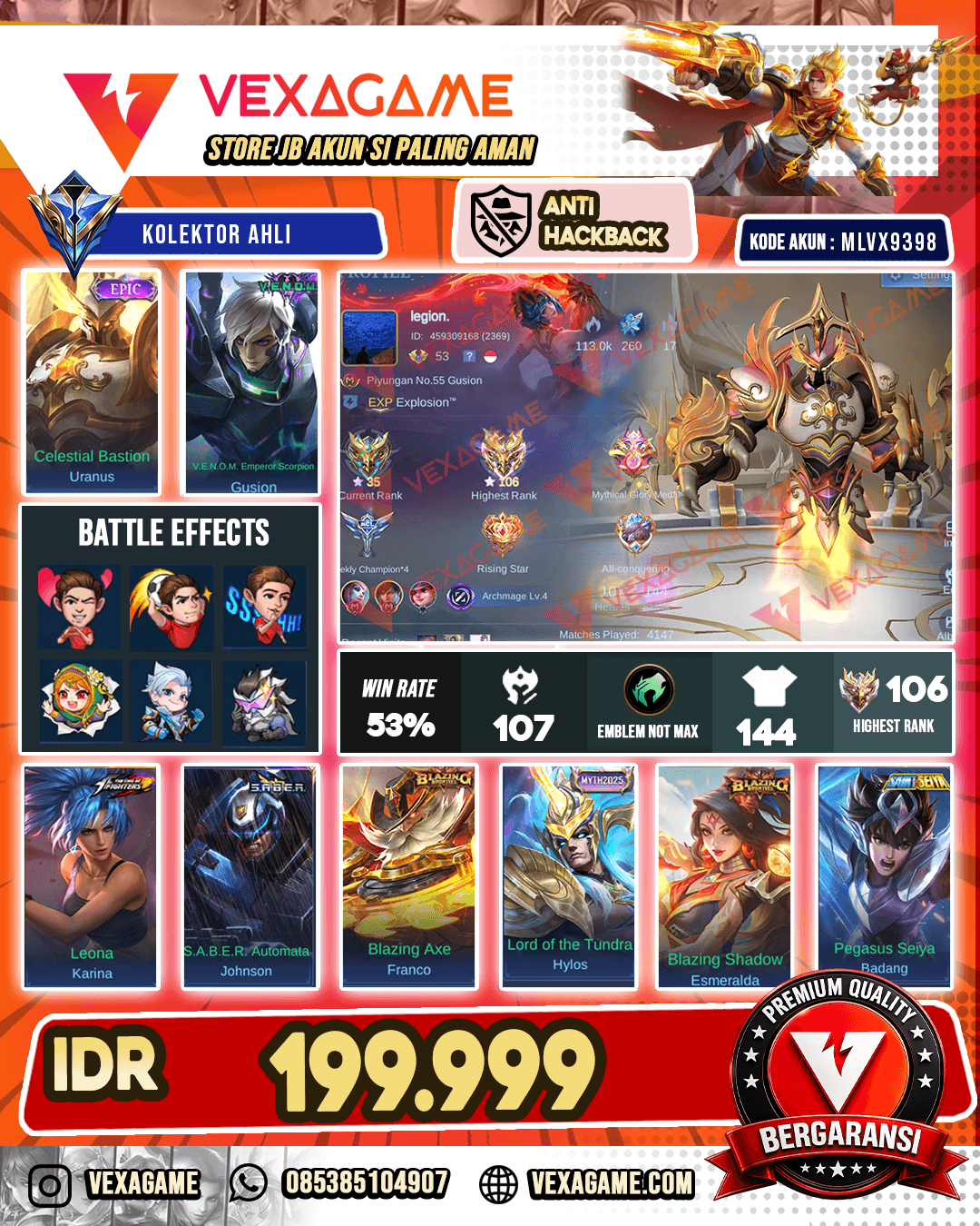 Uranus Epic | Gusion Venom | Ex Immo