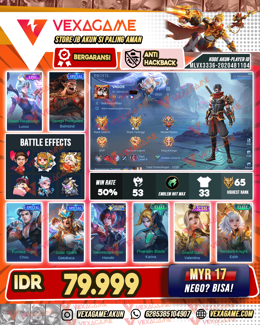 Akun murah Ex Glory