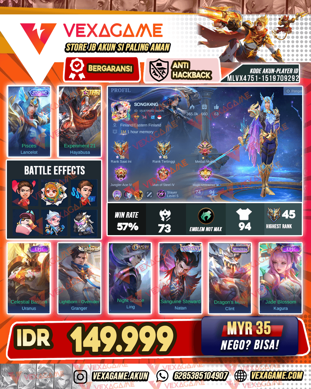 Lancelot Zodiac | Hayabusa Star Kuning