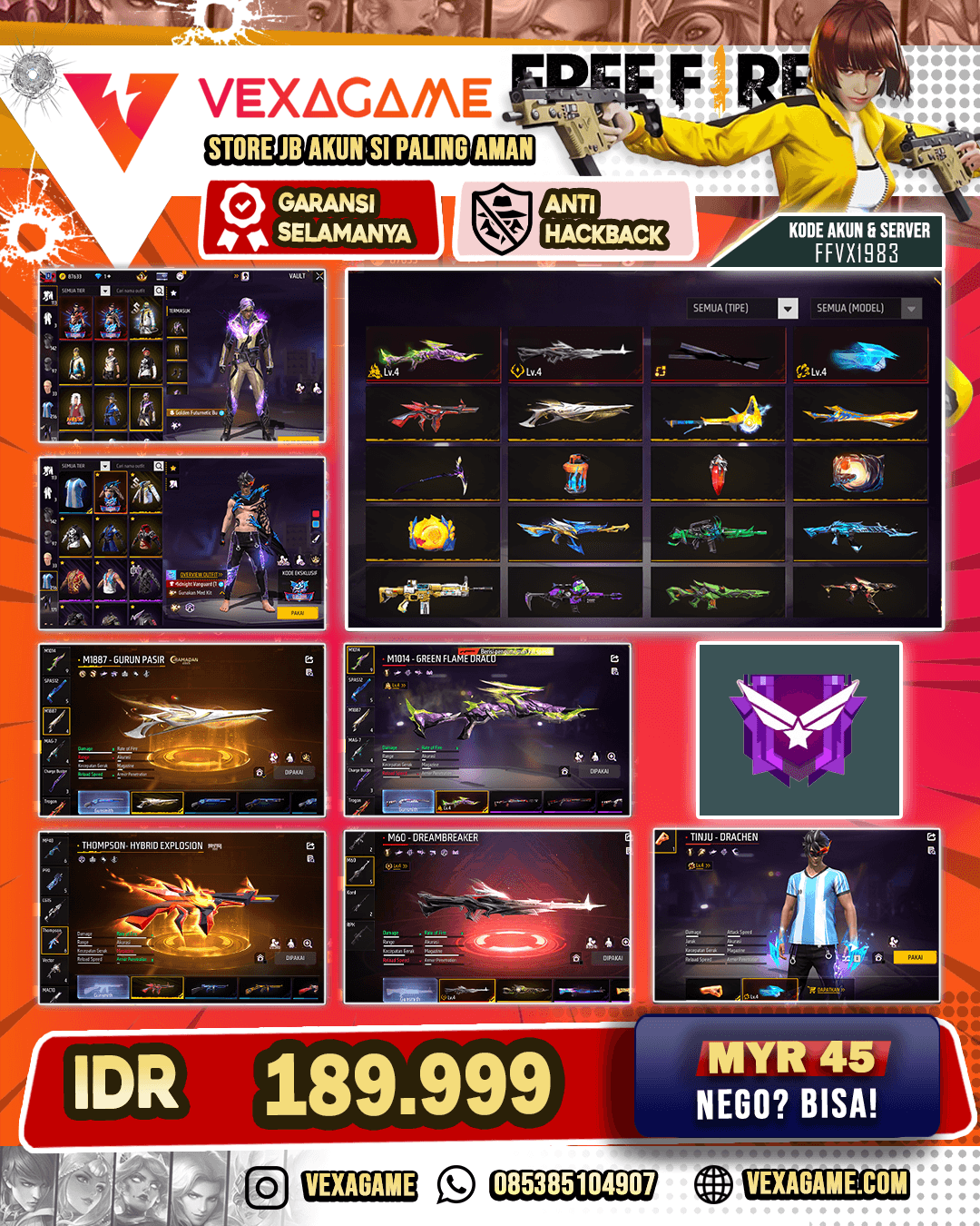 2 EVO LV 4 | SG GURUN PASIR | THOMPSON HYBRID EXPLOSION | KATANA ON | GOLDEN FUTURNETIC BUNDLE | VAULT 200++