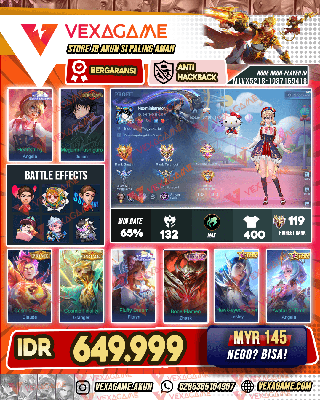8 Zodiac | Xavuer JJK | 2 Prime | 2 Sanrio |  Emblem MAX & Hero MAX | Ex Immortal