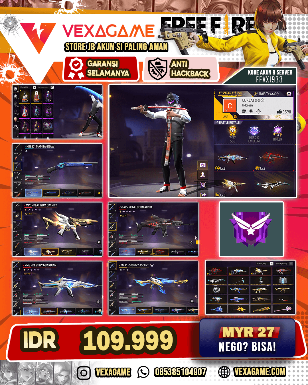 3 EVO | SG 2 RASA | KATANA ON | VAULT 120++ | RAMBUT KAKASHI