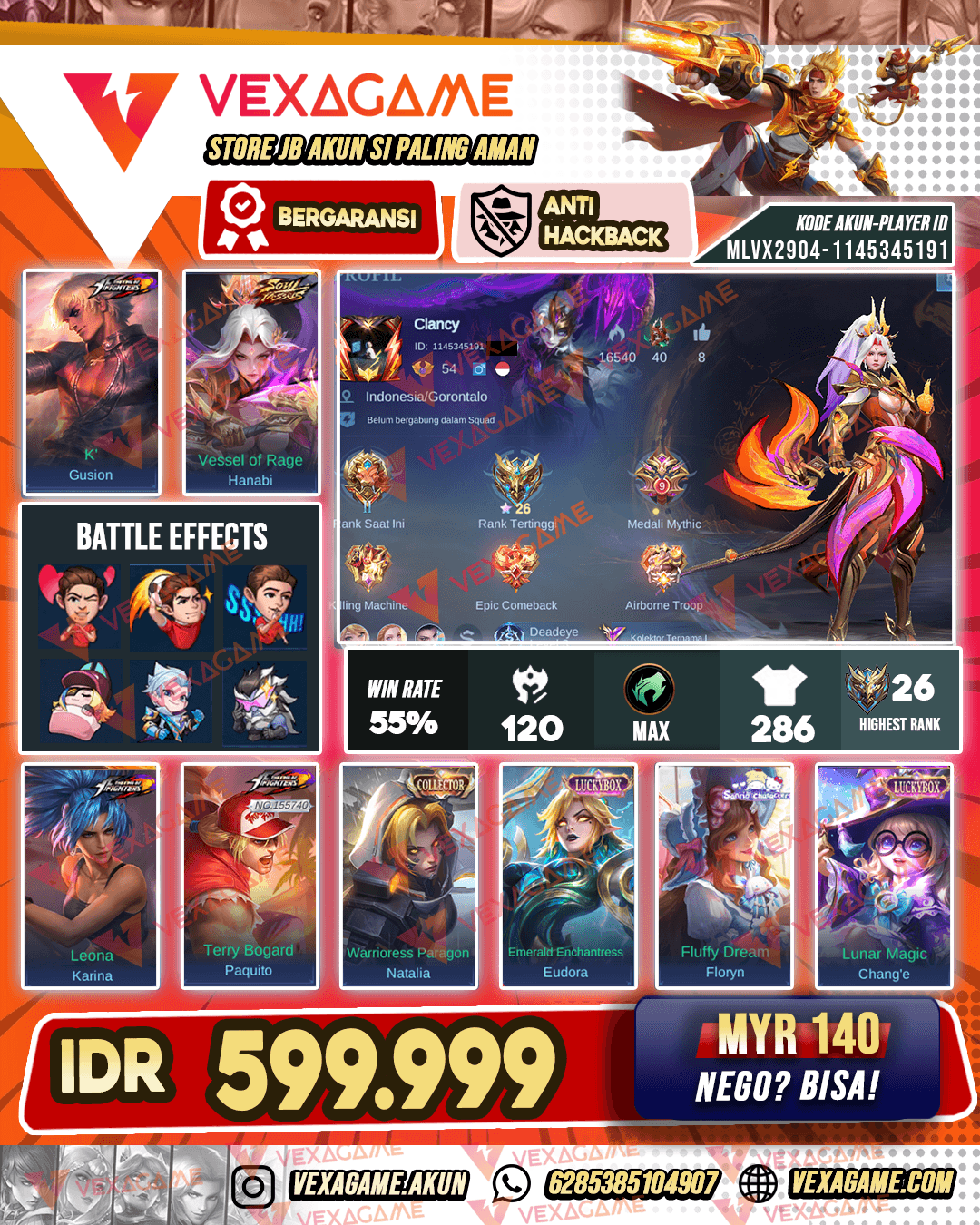 3 KOF | Hanabi Soul Vessels | 3 Luckybox | Emblem MAX