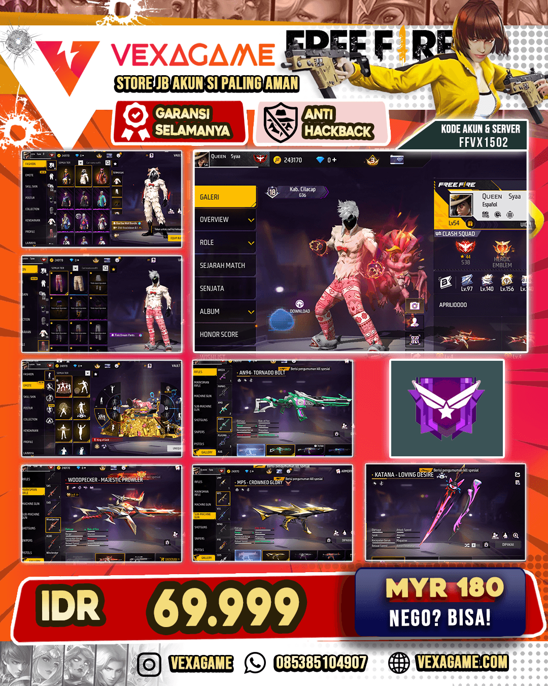 Baa Baa Wolf Bundle | Woodpecker Majestic Prowler Lv 4 | AN94 Tornado Bolt | MP5 Crowned Glory | Katana ON