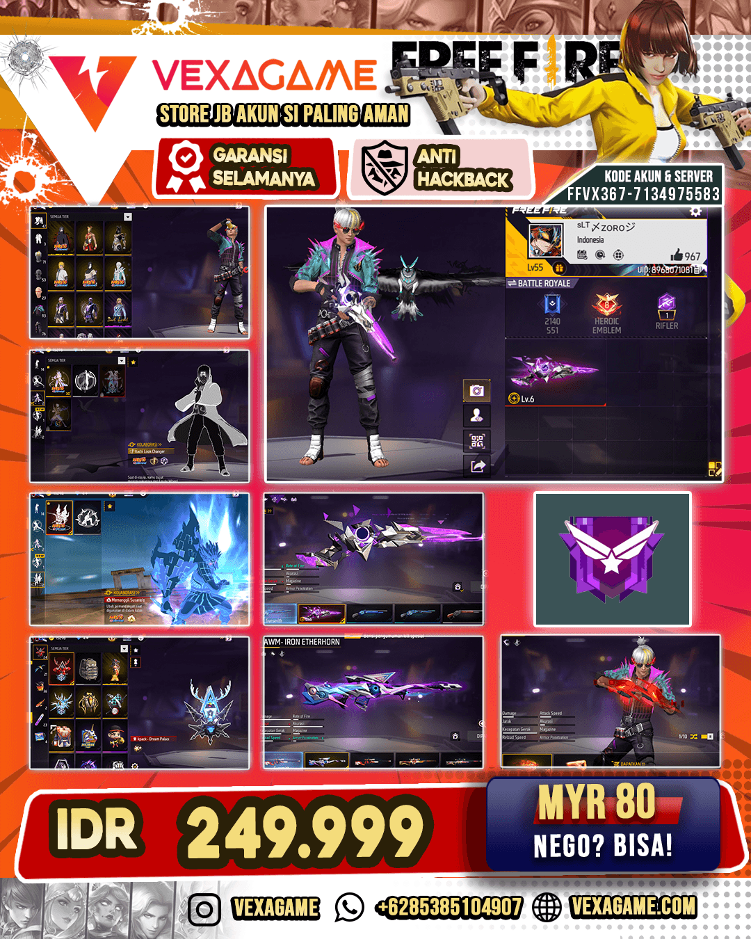 SG EVO OTW MAX | Look Changer ON |  SPesial Emote ON | 4 Bundle Naruto