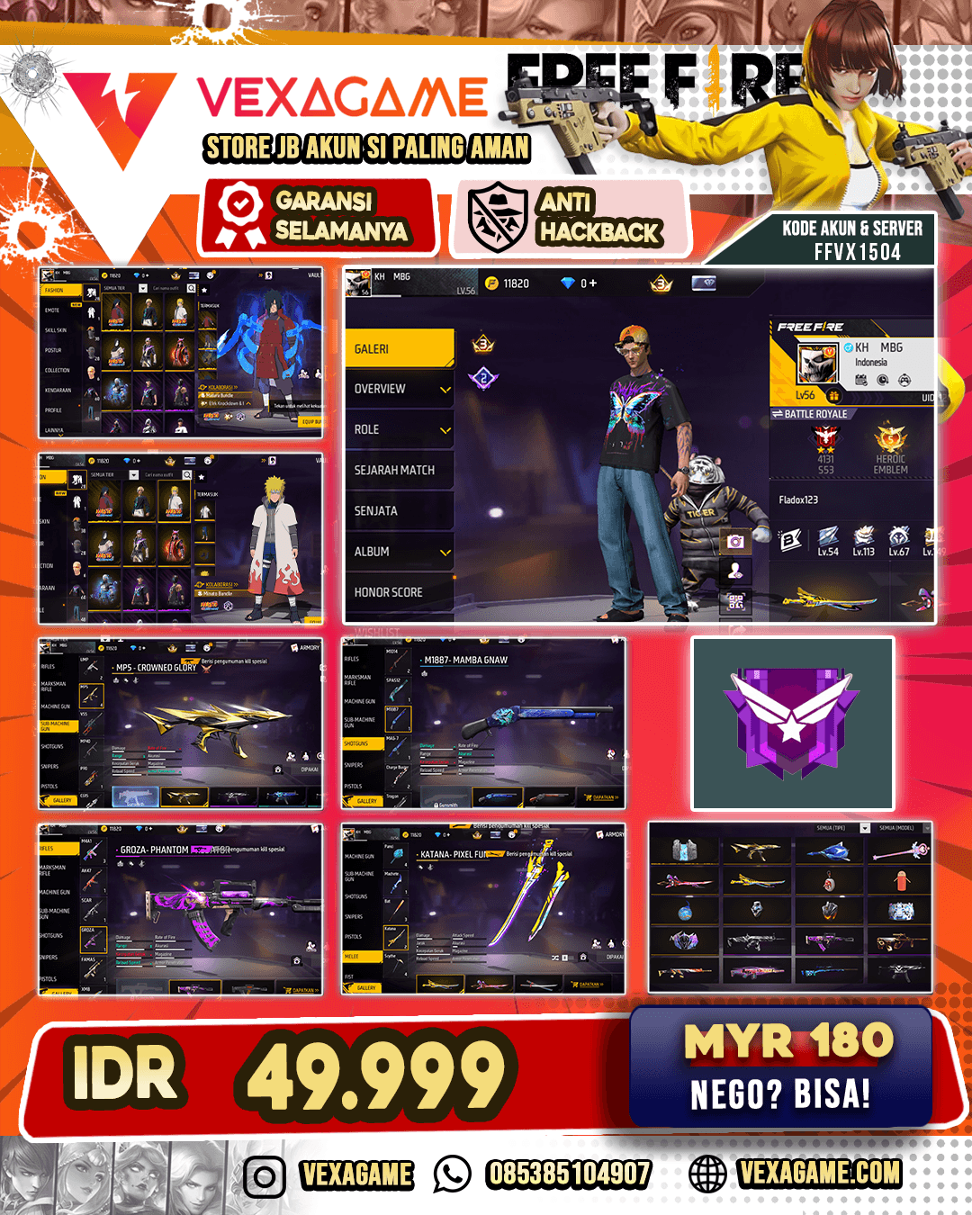 Bundle Madara X Minato | MP5 Crowned Glory | Katana 2 Rasa | AUG Eclipse Rise
