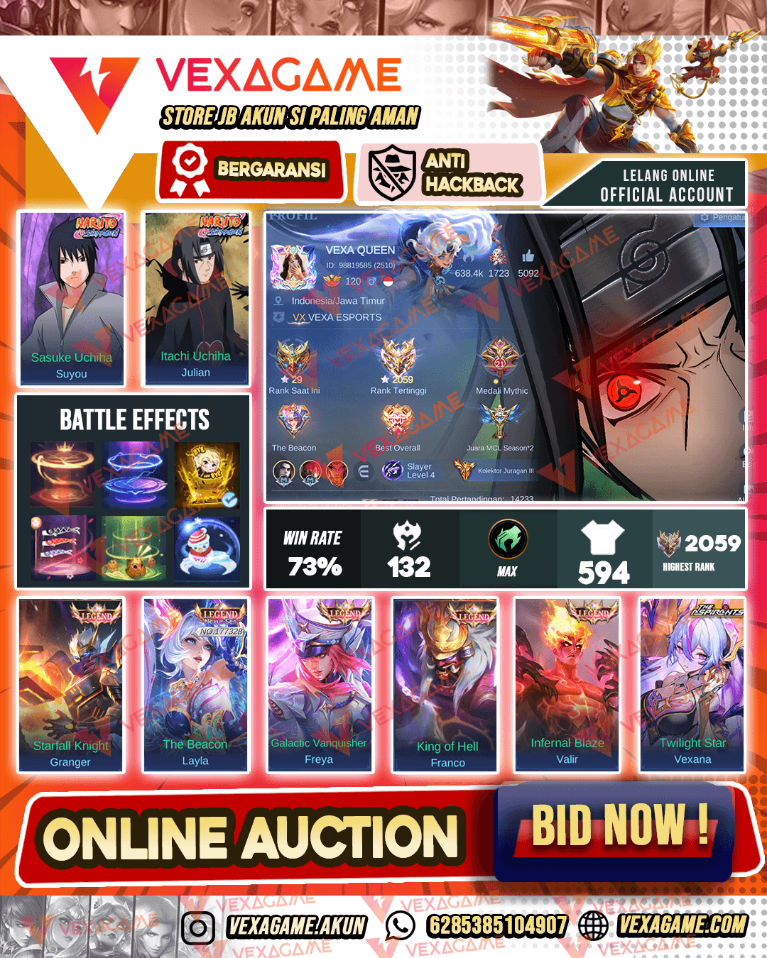 LELANG AKUN OFFICAL VEXAGAME