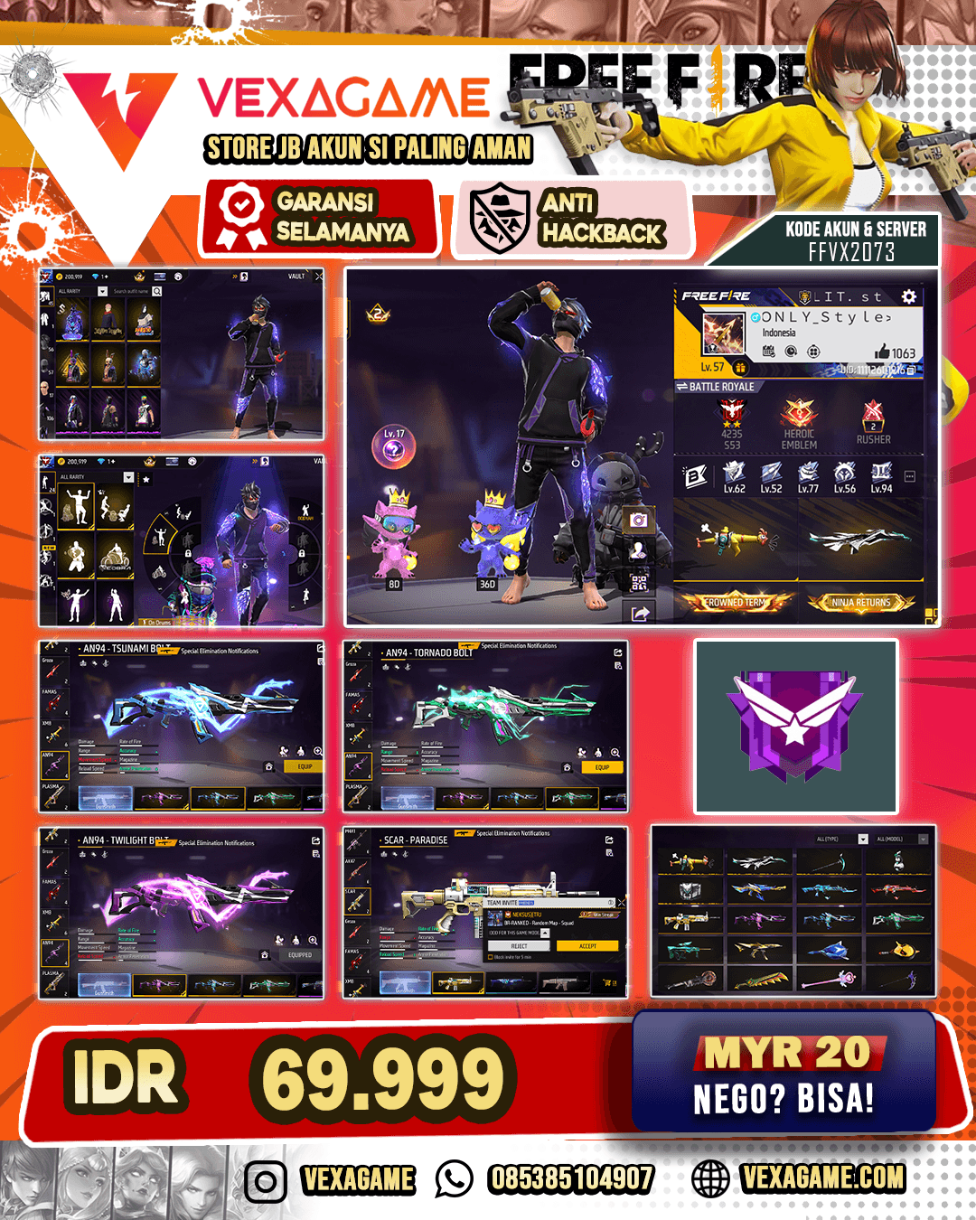 Parafal Ink Pucnture | XM* Screaming Chicky | Scar Paradise | AN94 Thornadobolt  | M4A1 Stromy Ascent | Vault 100++ | Bundle JJK X Orochimaru