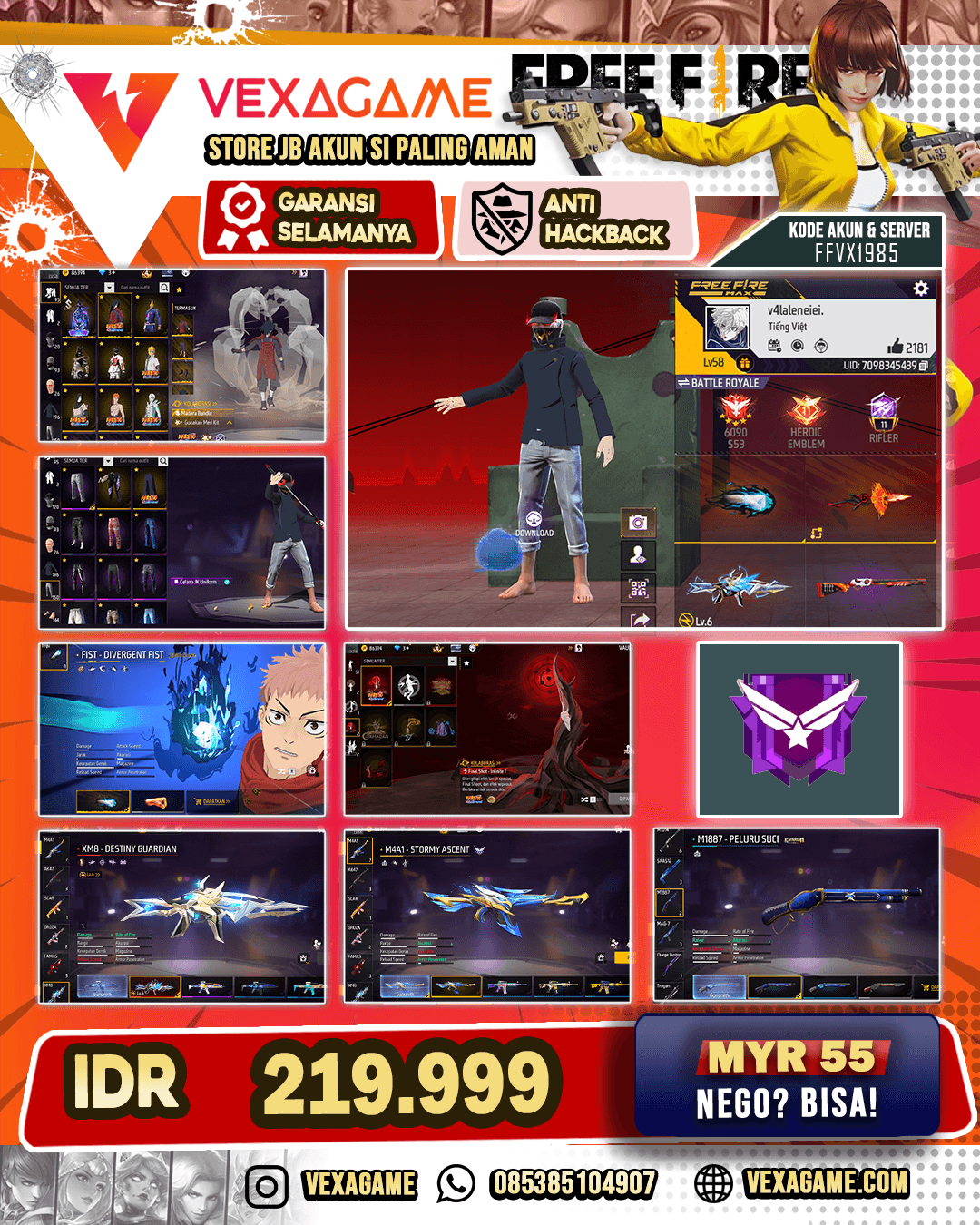 EVO XM8 OTW MAX | MP40 Uchiha |  5 Bundle Naruto | Madara ON | Celana Angel Ungu | Final Shot ON | Vault OTW 200