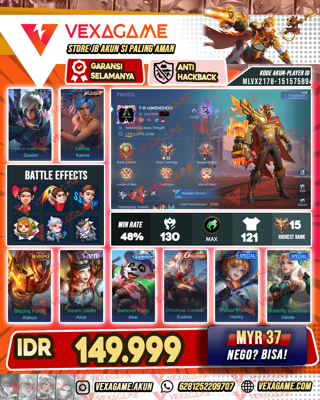 Gusion Venom | Hero MAX | Emblem MAX