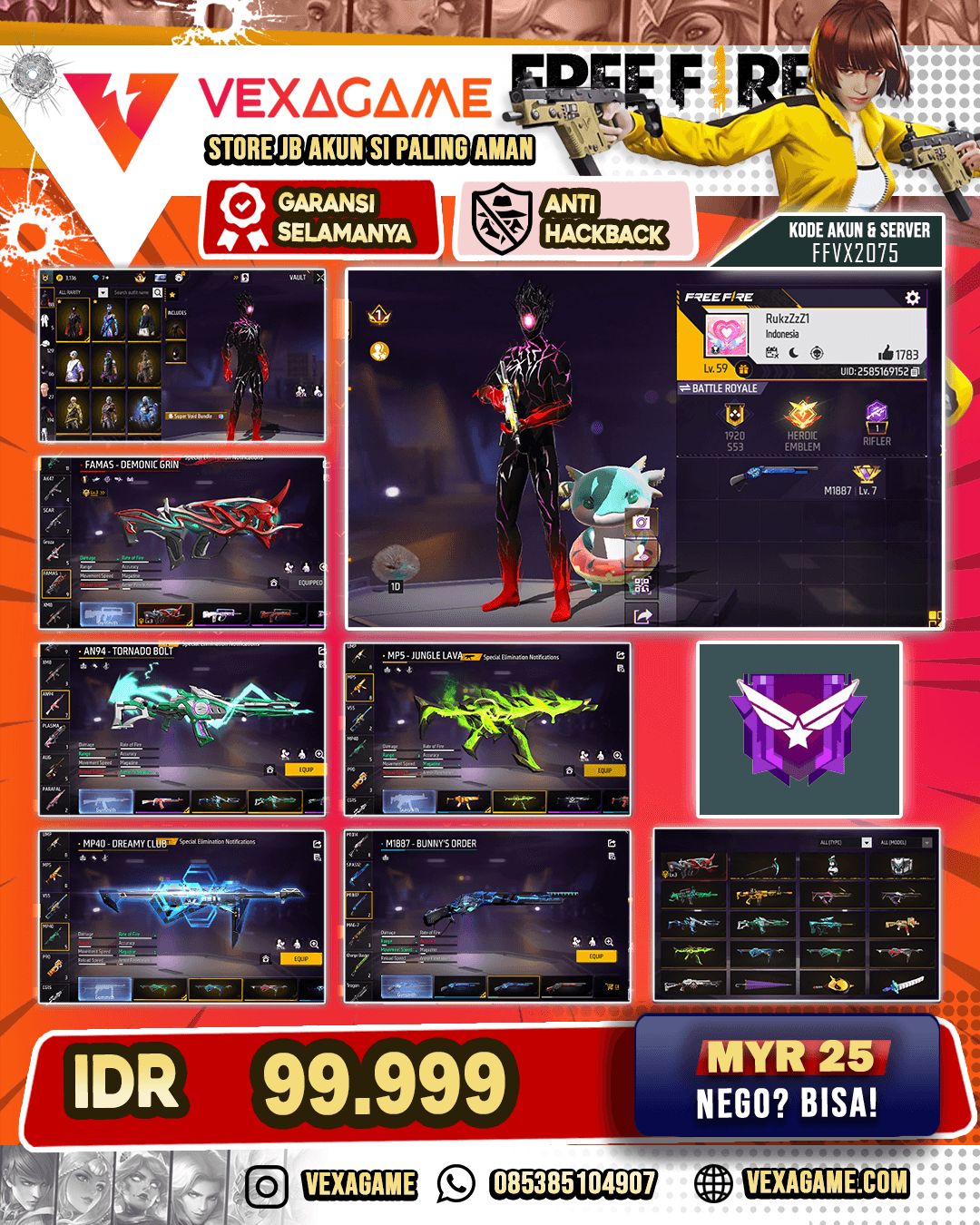 Bundle Void | 1 Evo Lv3 | Scar Golden Strike | AN94 Tornado Bolt | MP5 Jungle Lava | Vault 150++
