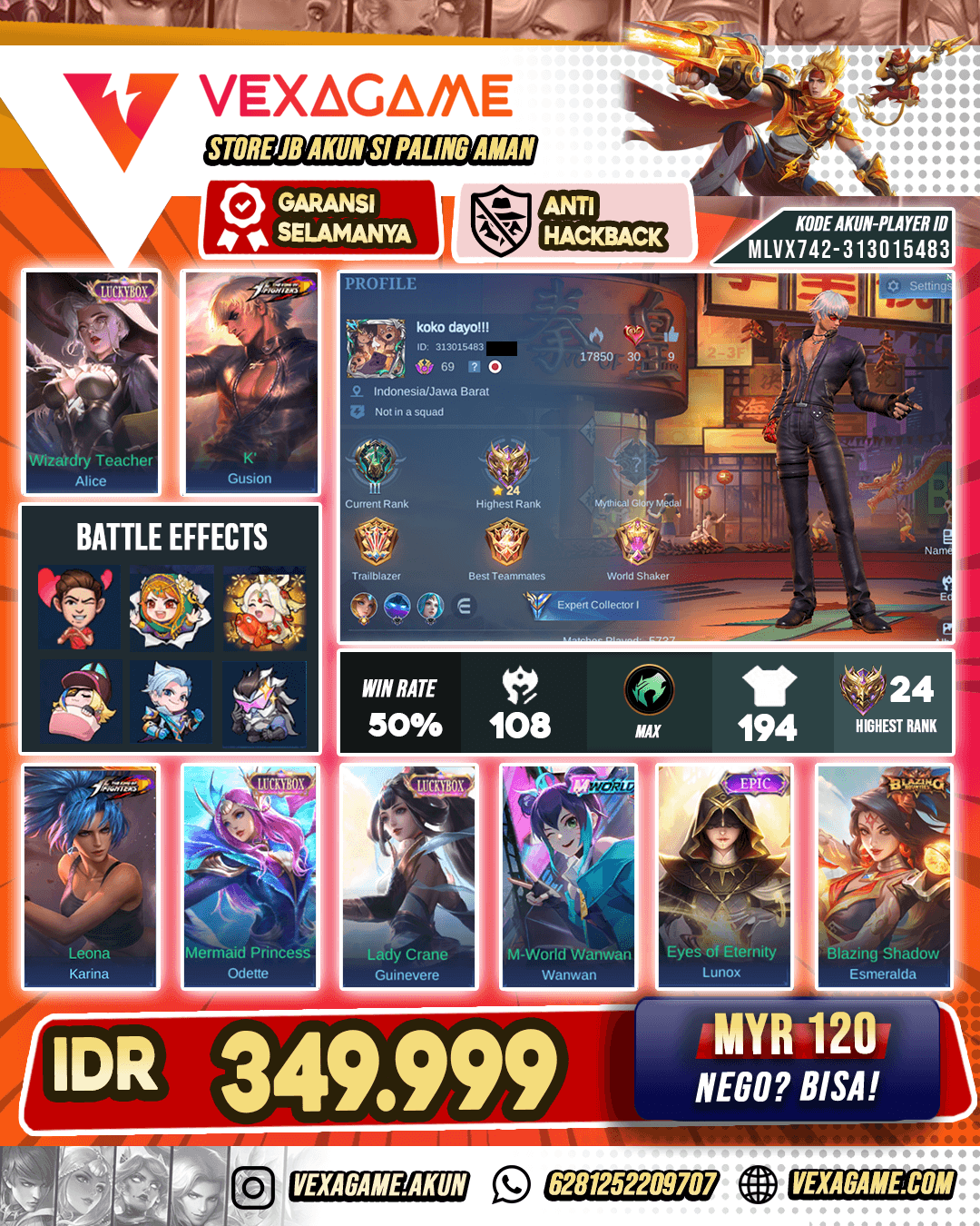 Gusion KOF Murah
