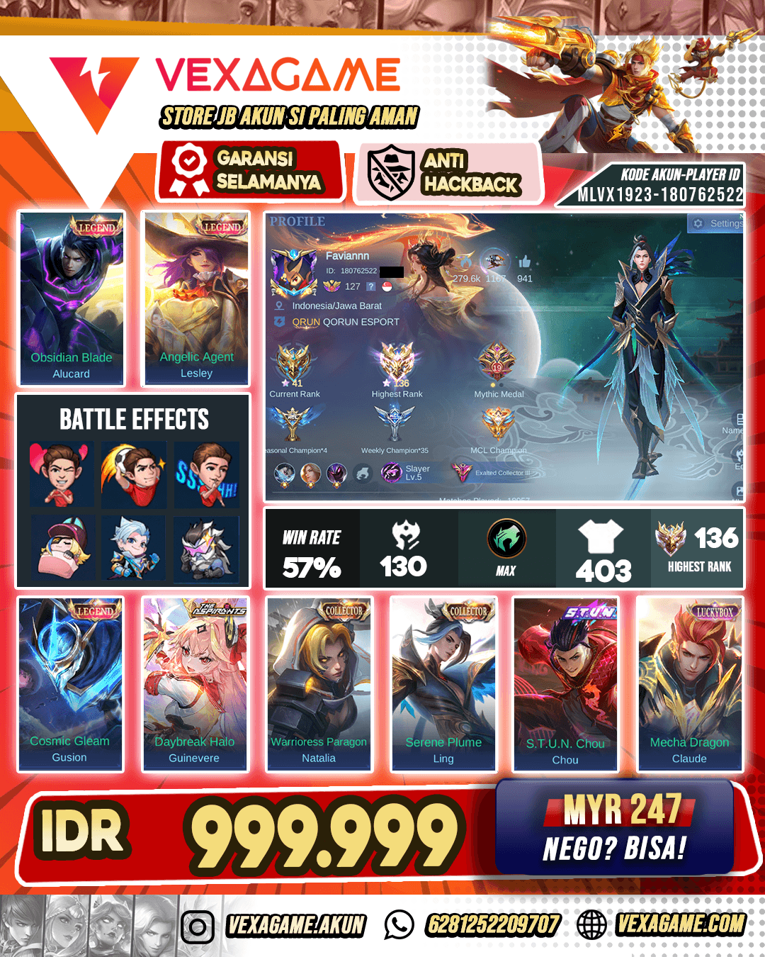 3 Legend | Guinevere Aspirant | Ling Collector | 3 Stun | Recall Tas Tas