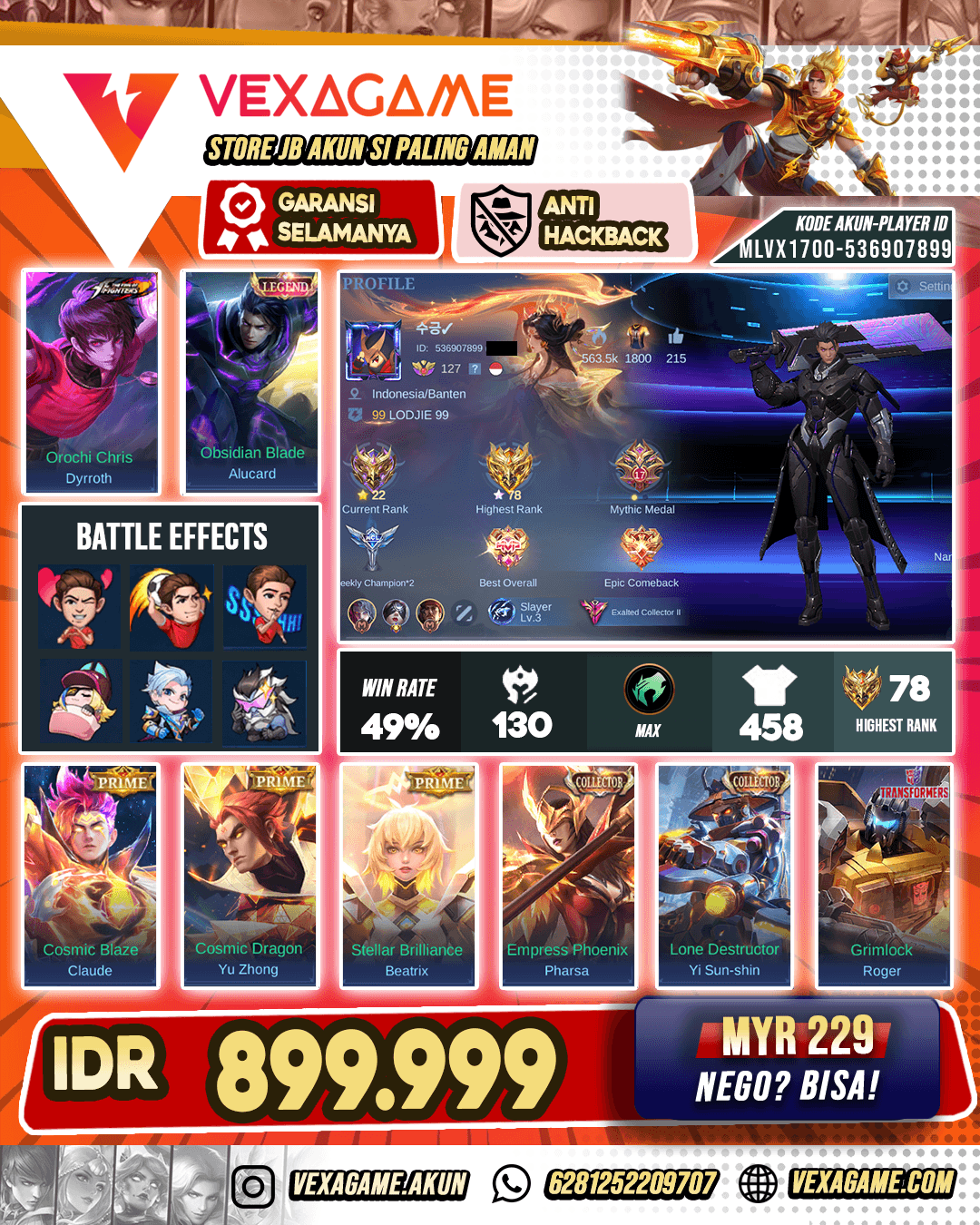 Alucard Legend | YSS CC | Dyroth KoF | Pharsa CC | 8 Zodiac
