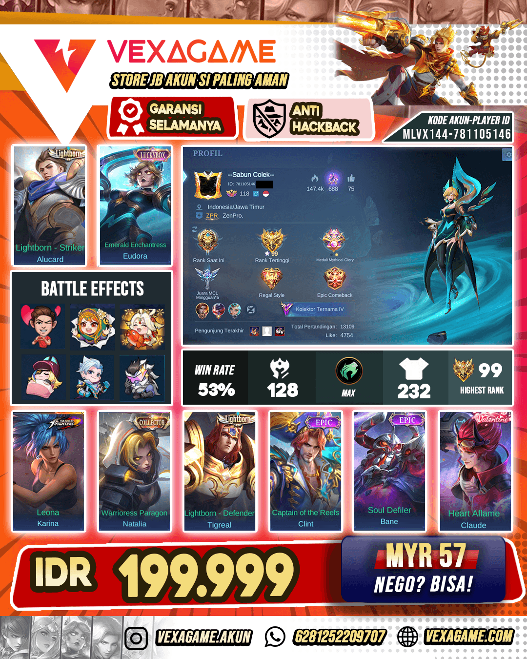 Akun Limited Skin Banyak Harga Murah ?