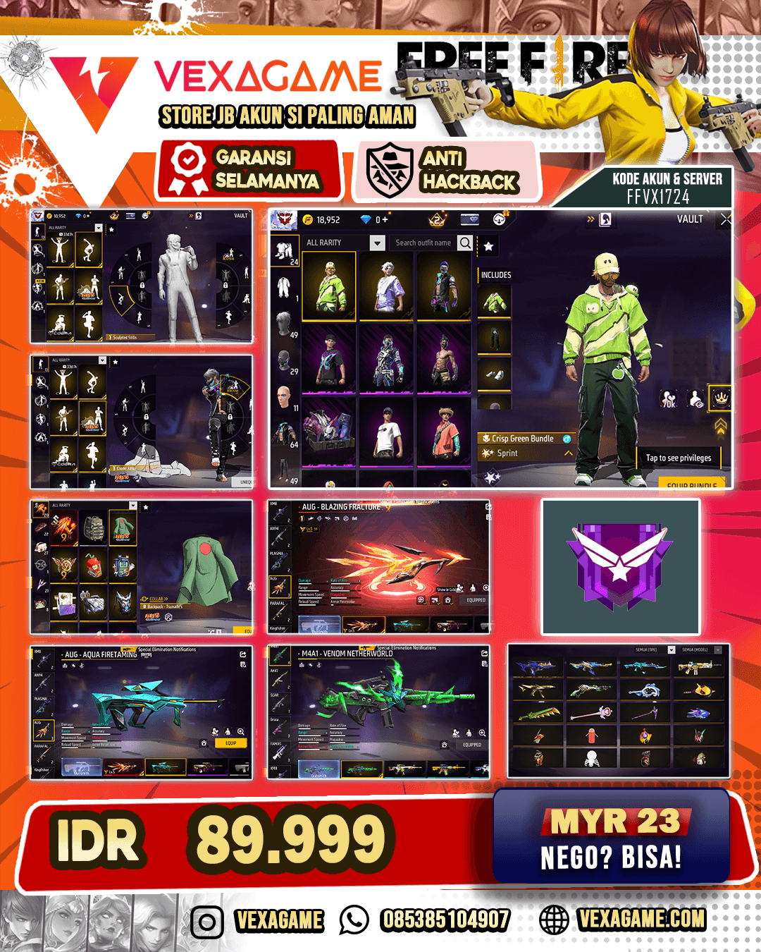 1 Evo Lv5 | Vault 50++ | Auq Aqua Firetaming | M4A1 Venom Netherworld |  Xm8 Poison Pumkin