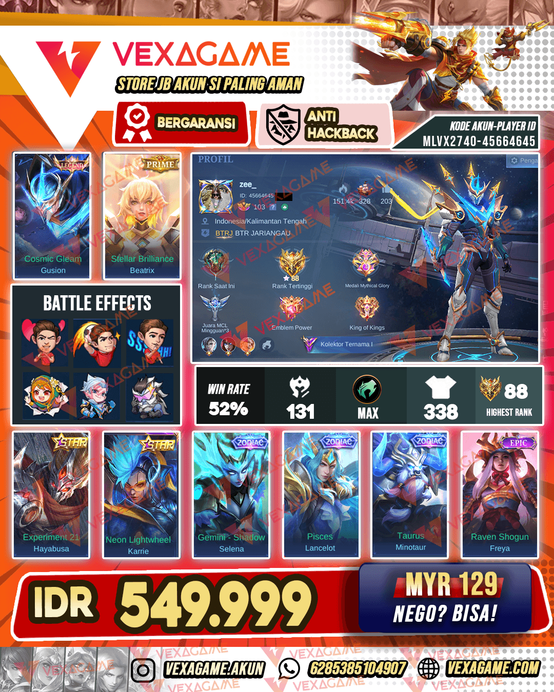 Gusion Legend | 8 Zodiac | Beatrix Prime