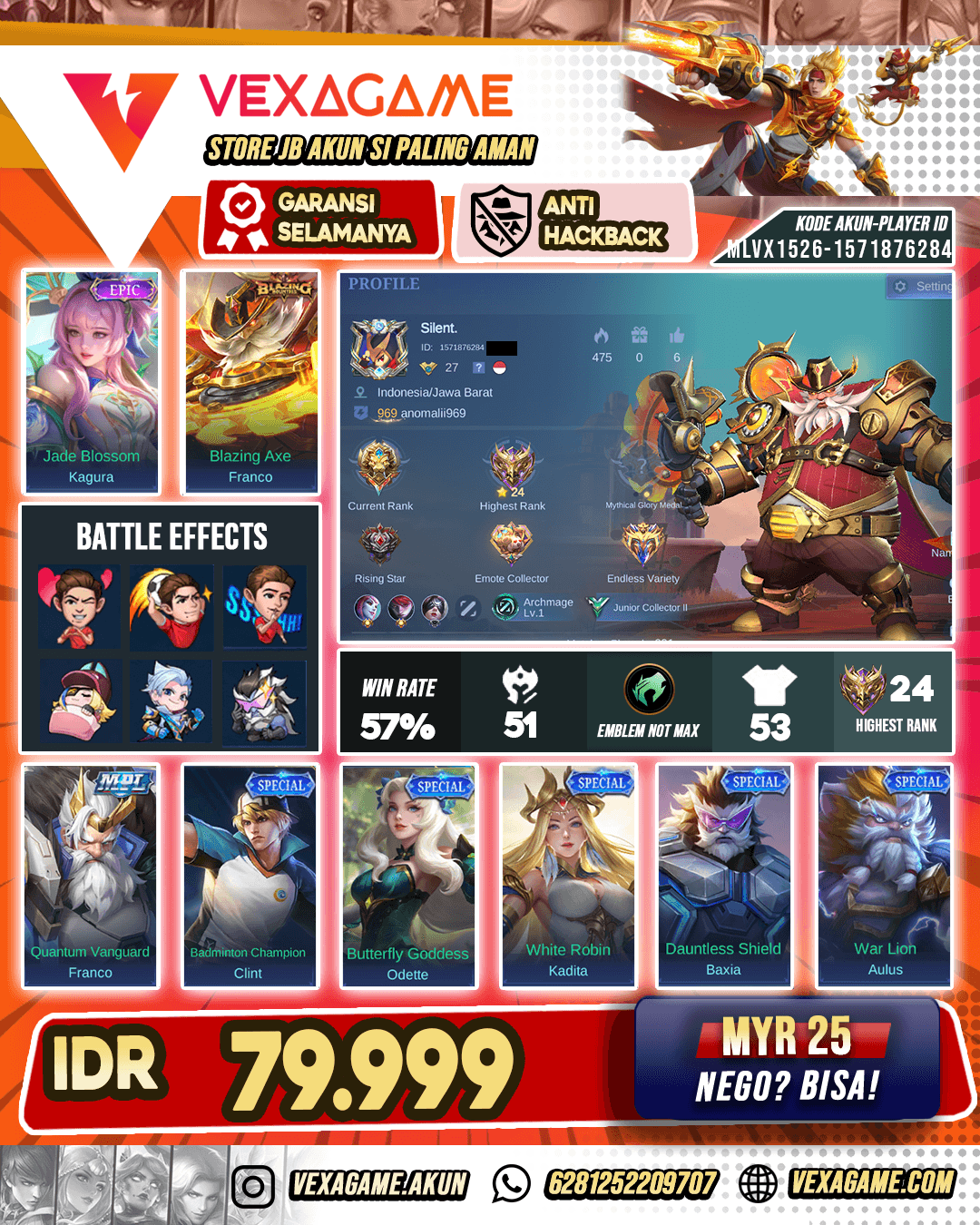 Franco Blazing Akun Paket Hemat