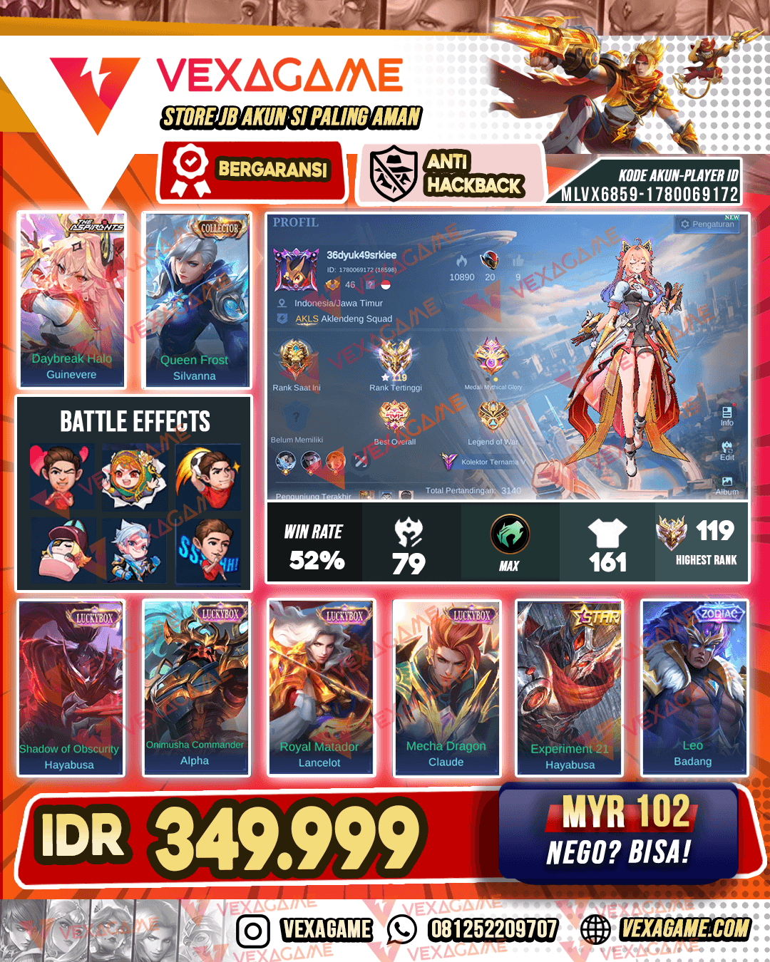 Guinevere Aspirants | Silvana Collector | 4 Luckybox | Hayabusa Annual Star | Emblem & Hero MAX | EX Immortal