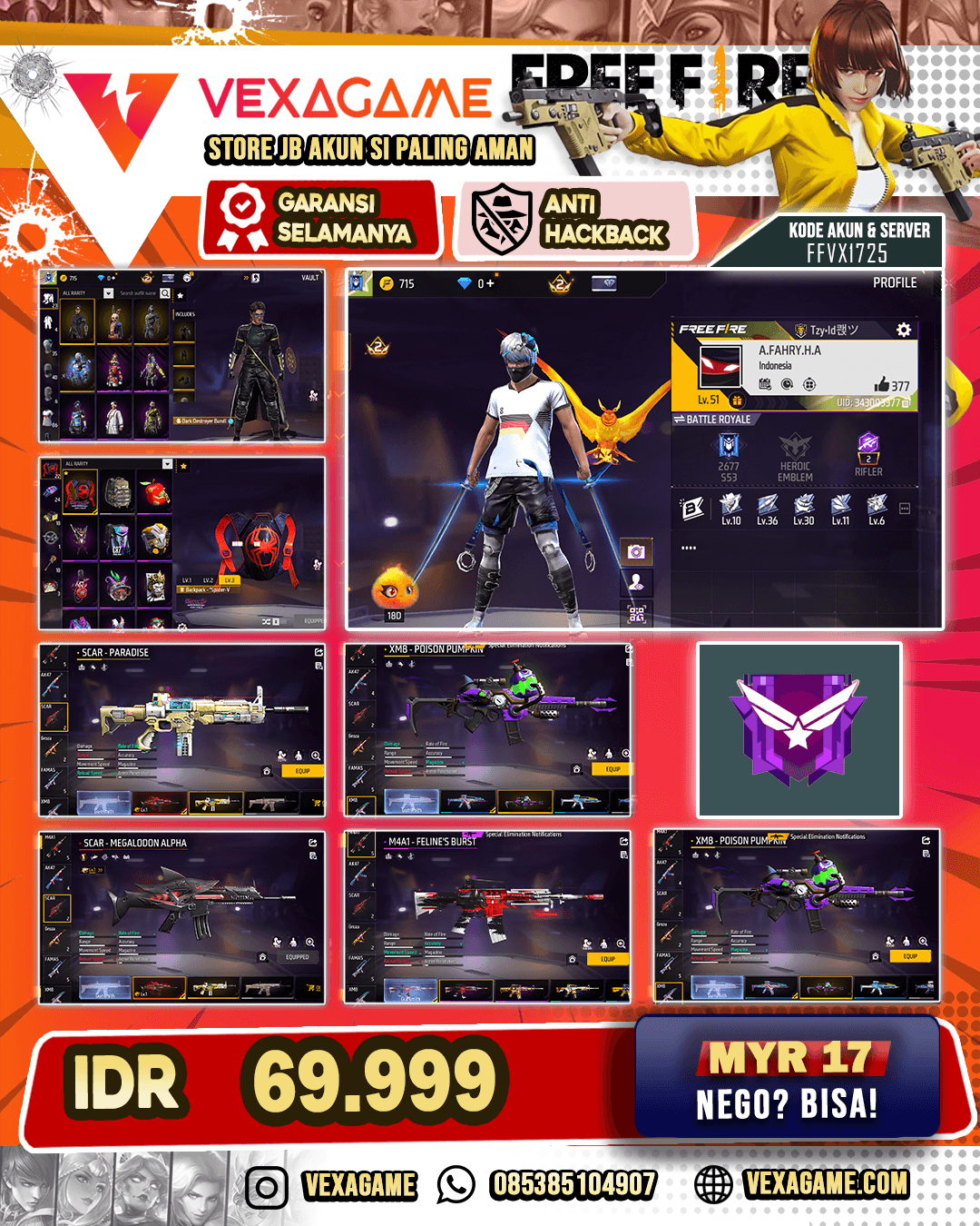 1 Evo Lv 1 | Scar Paradise | MP40 Eternal DIamond | XM8 Poison Pumpkin |  Vault 50++