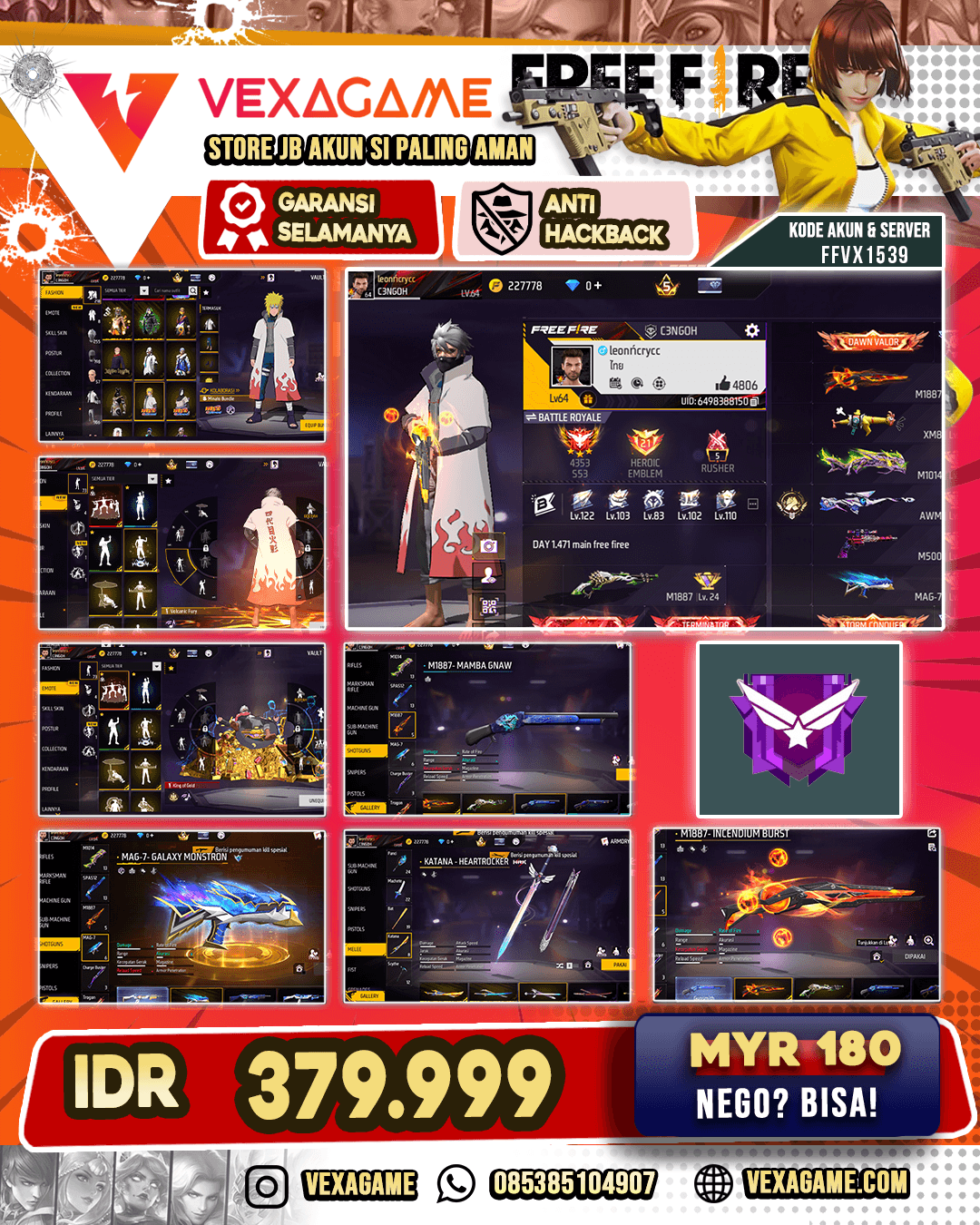 1 EVO MAX | SG METEOR X LUMUT | VAULT 200++ | KATANA ON | NYEKER ON