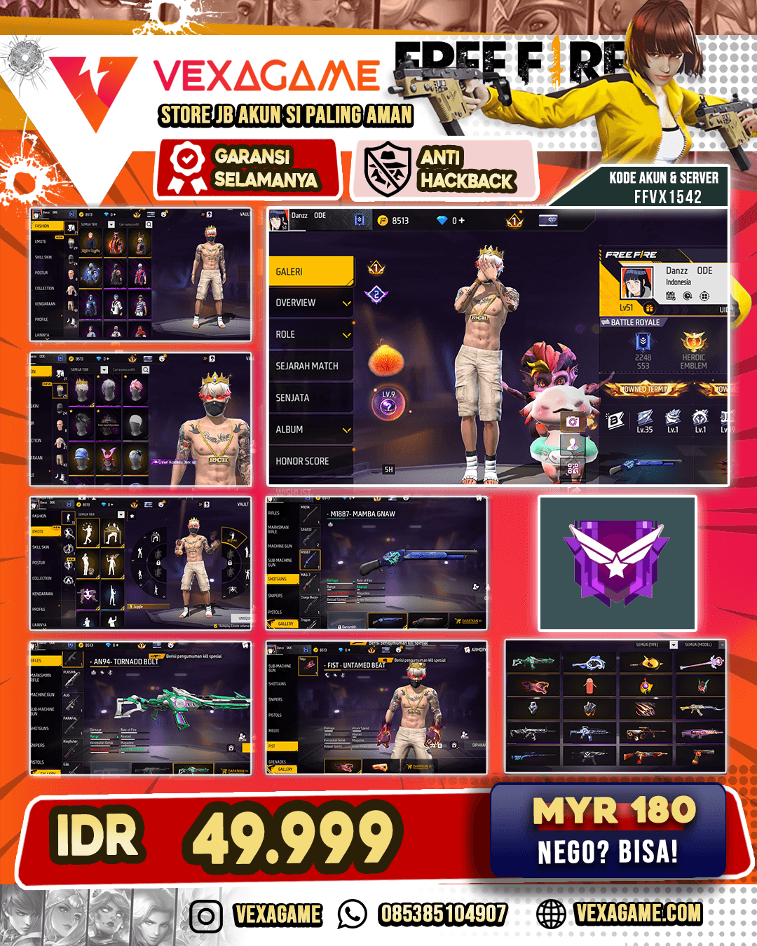 Akun Polos Ganteng Vault 45+ | SKIN SG ON