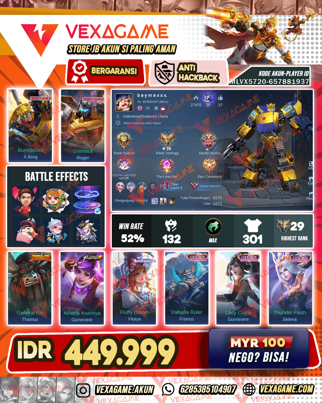 X-borg Transformer | Roger Transformer | Guinevere KOF | Luckybox 5 | Recal Tas Tas | Emblem MAX & Hero MAX