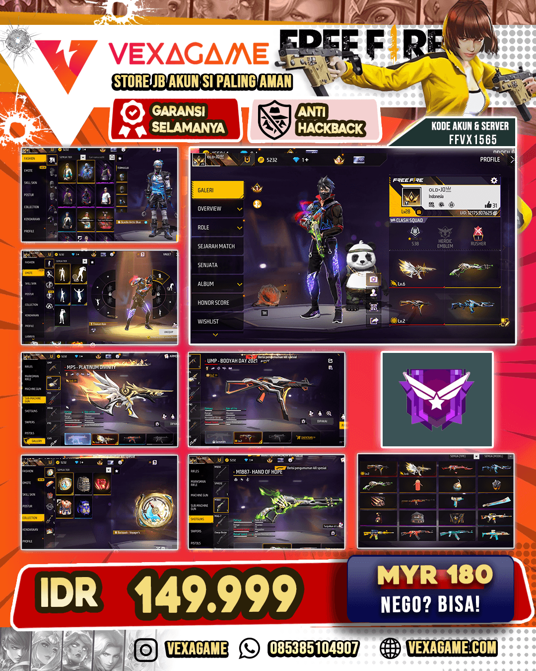 MP5 Platinum Divinity OTW MAX | UMP Booyah Day Lv 2 | SG Lumut