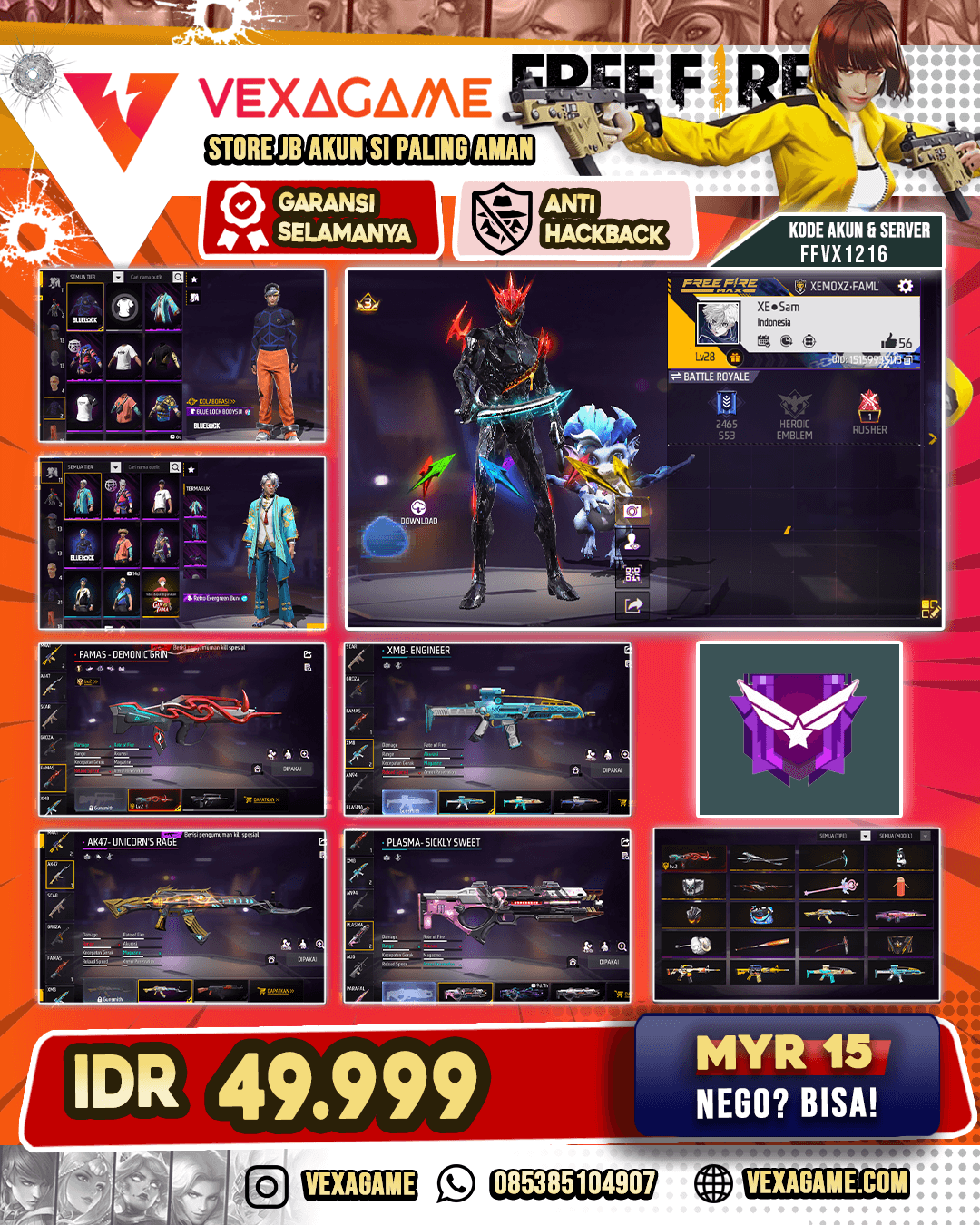 AKUN FF DANA PELAJAR | EVO 1 (FAMAS) | VAULT 20