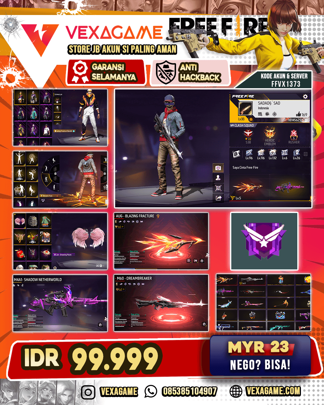 Fracture Bundle | Backpack Grooving Plumes | Sepatu Jordan | AUG Blazing Fracture Lv 5 | M4A1 Shadow Netherworld | M82B Envious Desire | M60 Dreambreaker Lv 3