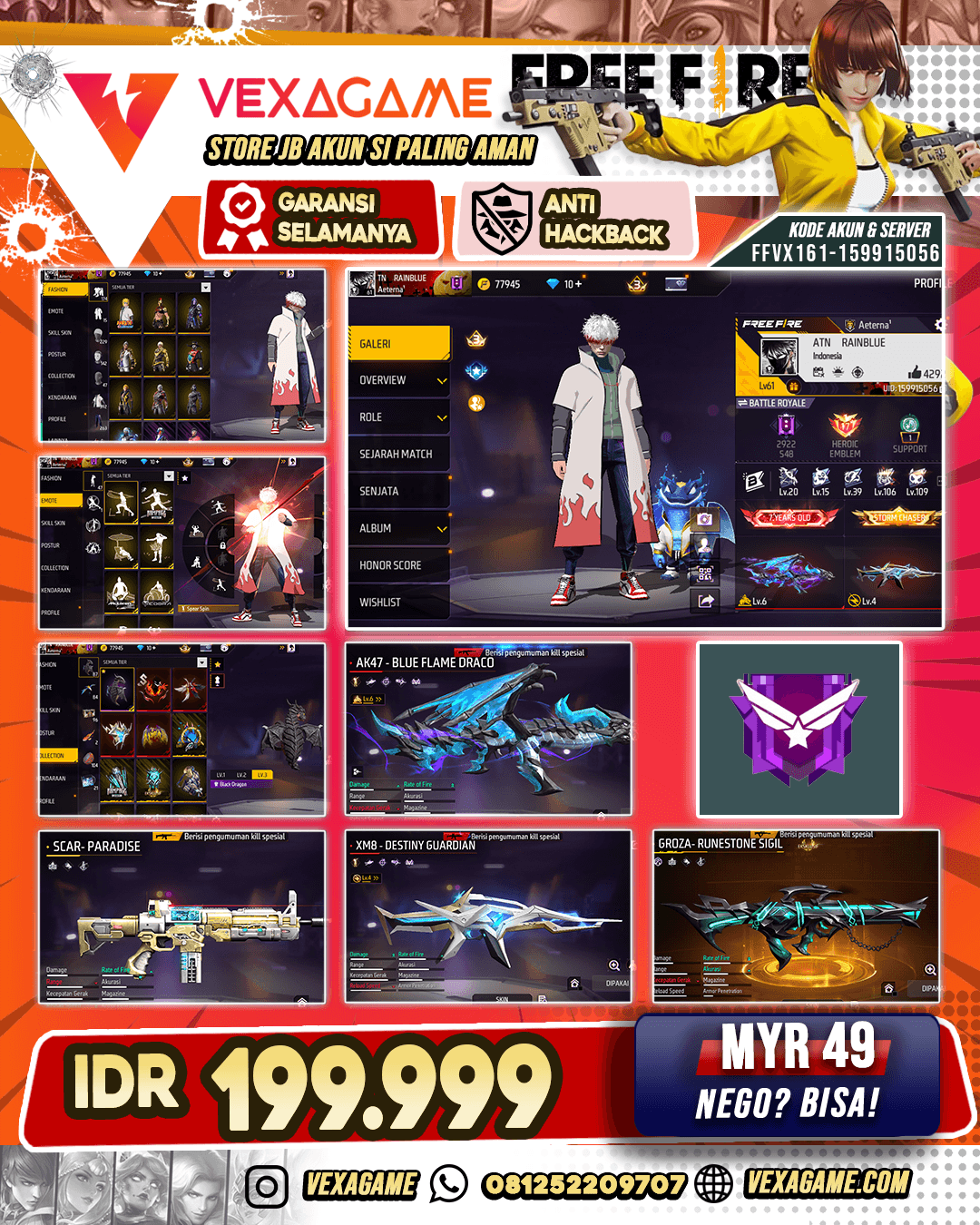 M4A1 Genos | Blue Flame Draco Lv 6 | Groza Runestone Sigil | Destiny Guardian Lv 4
