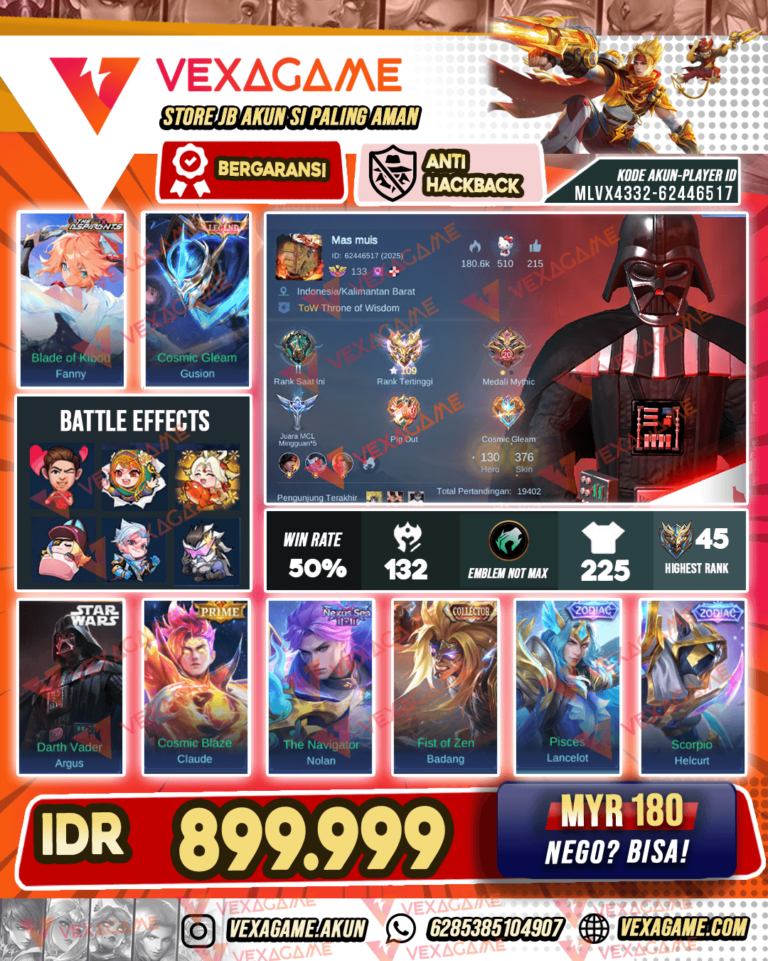 Argus Starwars | Fanny Asphirant | Nolan 11.11 Gusion Legend | Badang CC