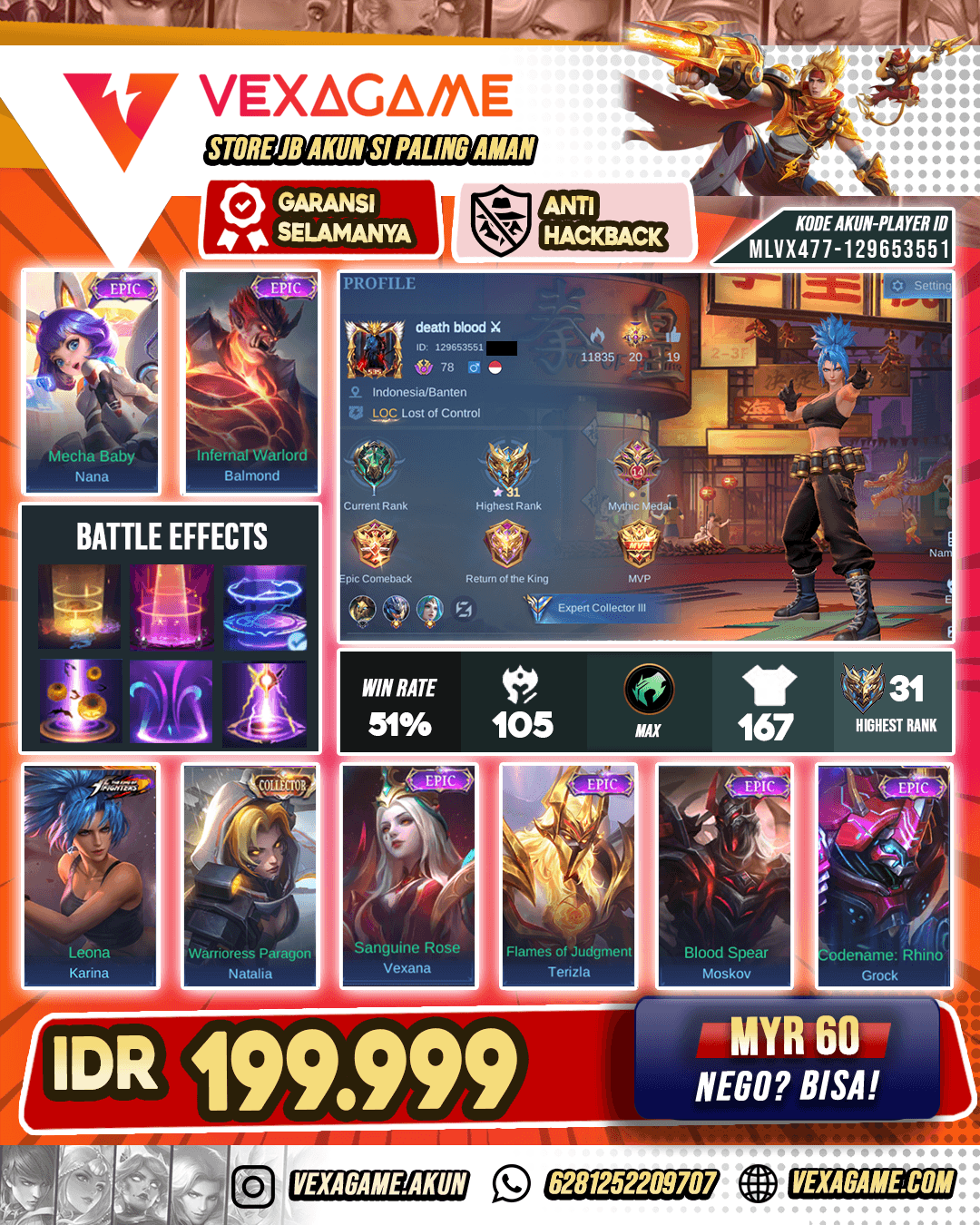 Karina KOF X TAS TAS Biru