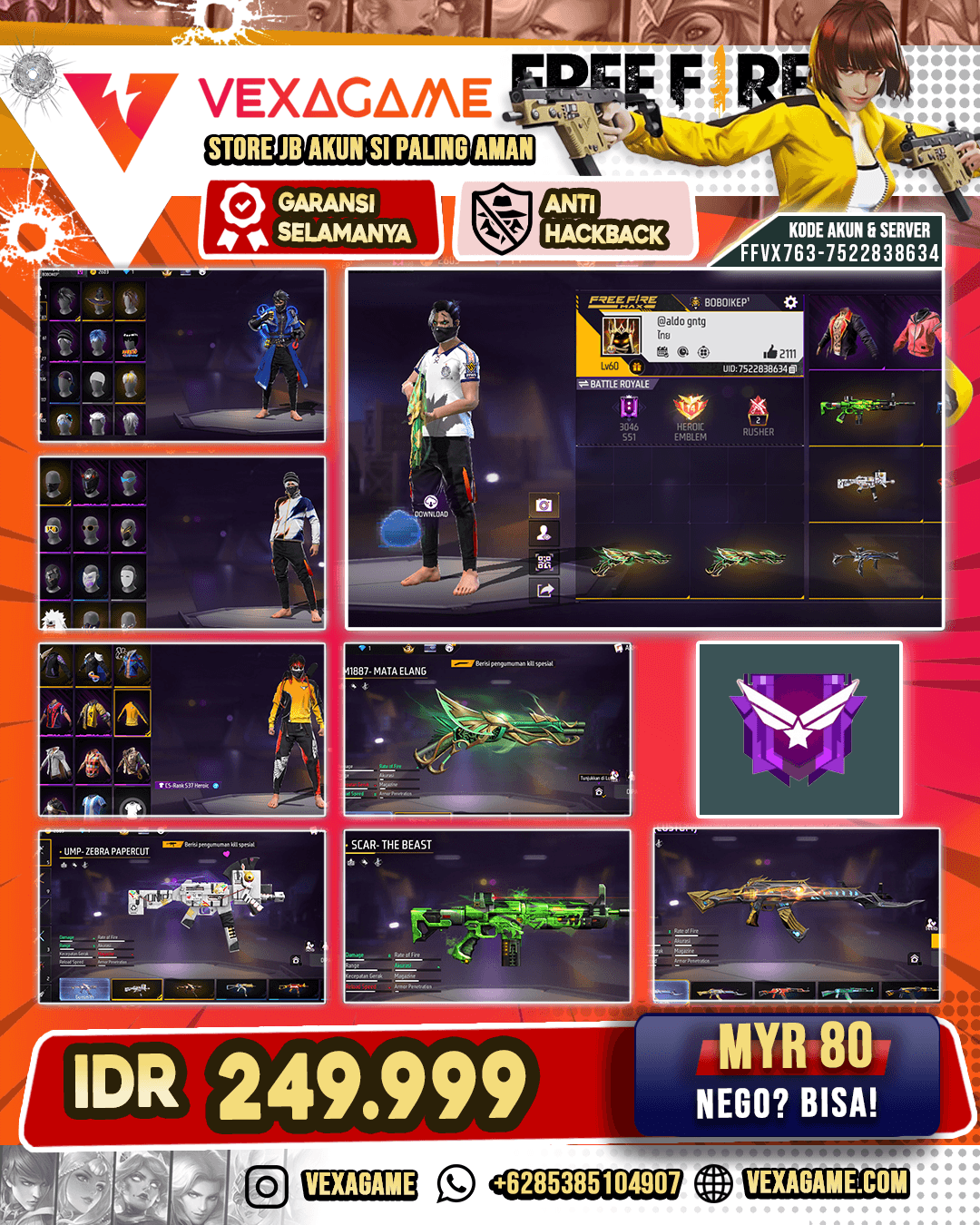 Celana Bunny | SCAR The Beast | UMP Zebra Papercut | SG Mata Elang | Vault 100+