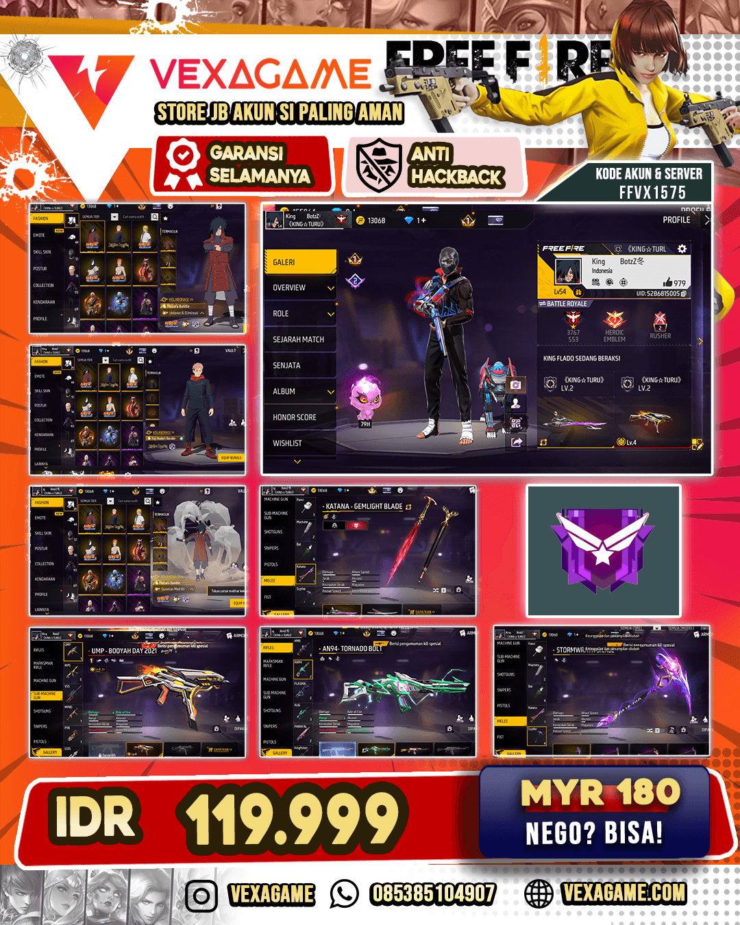 BUNDLE MADARA | BUNDLE JJK | BUNDLE MINATO | UMP EVO LV 4 | KATANA ON |  VAULT 90+