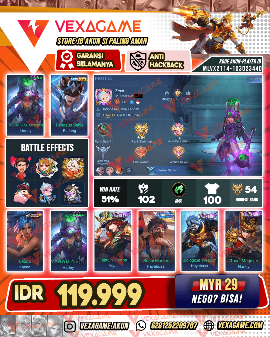 Harley Venom X Badang Saint Seiya | Emblem MAX | Ex Glory