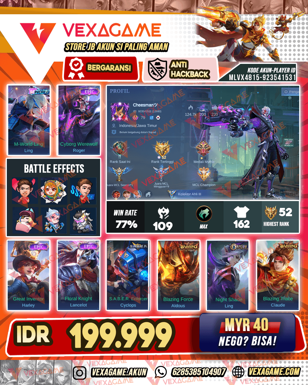 Ling M World | Roger Epic | Emblem MAX | WR HERO CAKEPPP