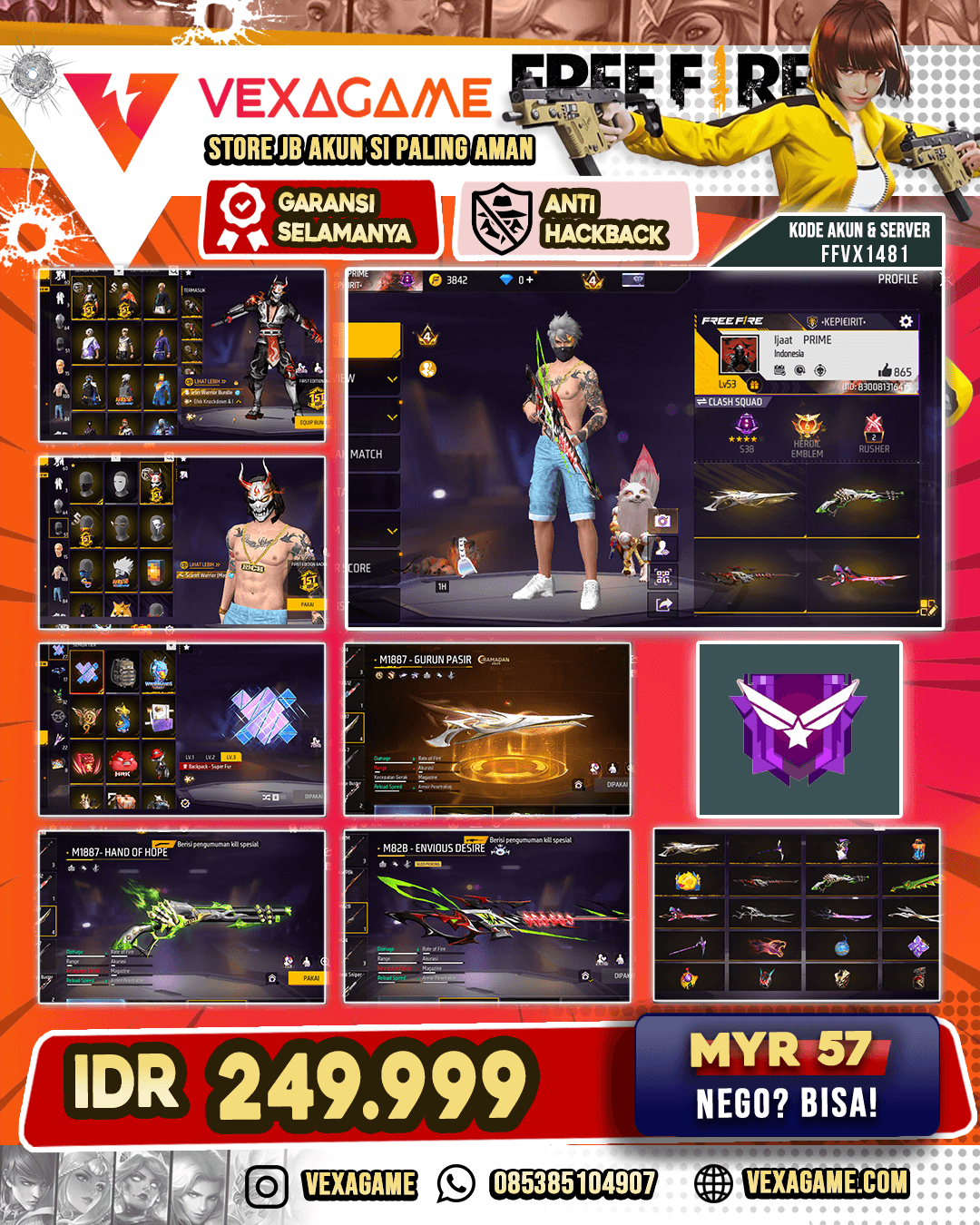 SG GURUN X SG LUMUT | M828 ENVIOUS DESIRE | KATANA LOVING DESIRE | SCARLET WARRIOR & EMBER FRACTURE BUNDLE | VAULT 100++