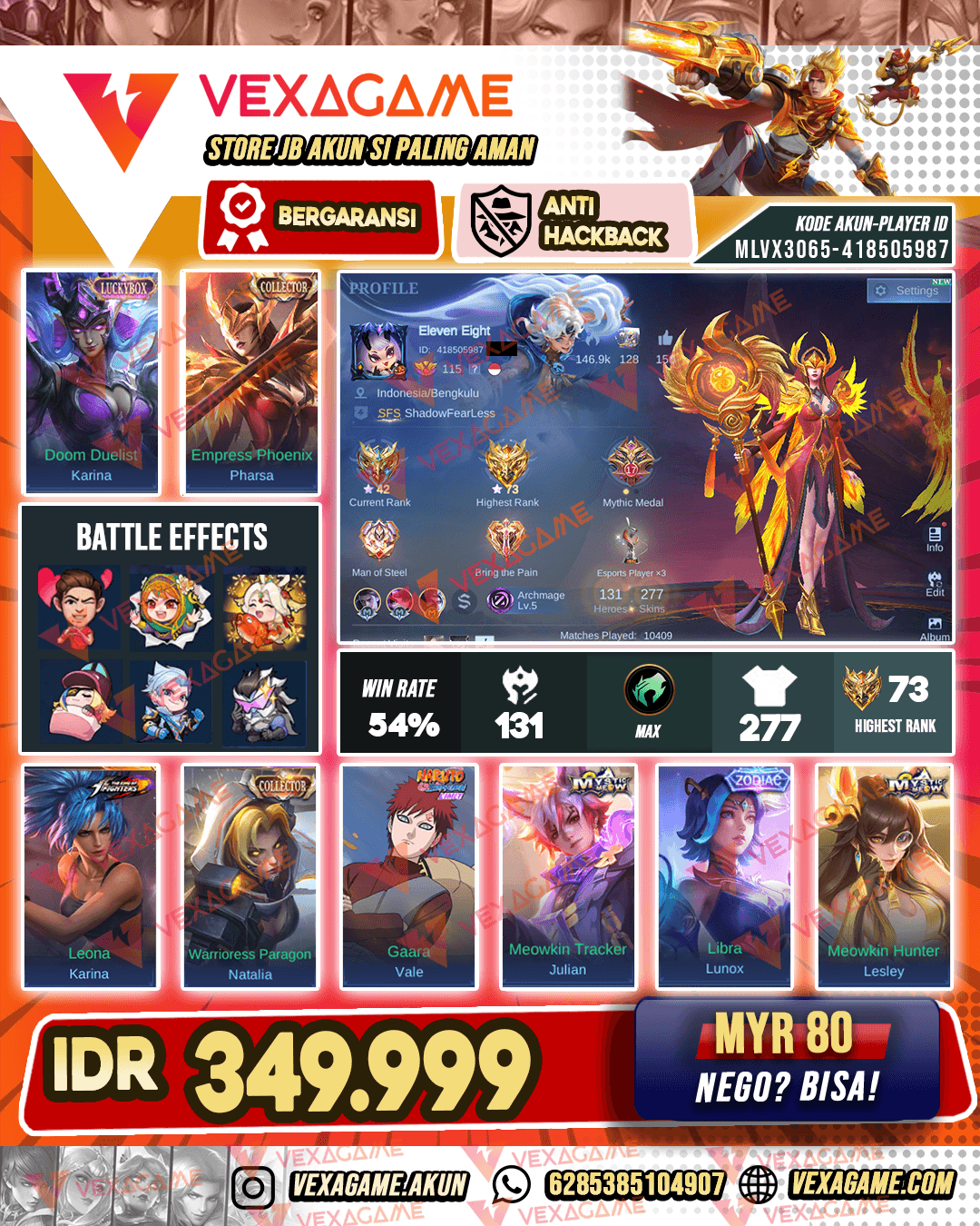 Pharsa Collector X Karina Luckybox | Hero MAX & Emblem MAX
