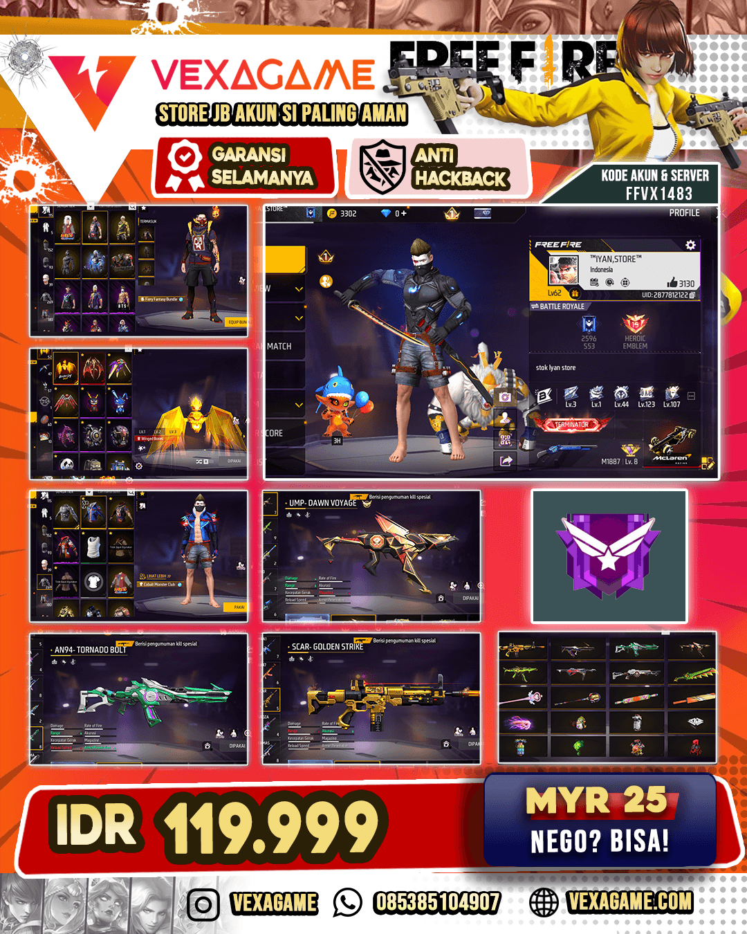 SCAR GOLDEN STRIKE | GROZA JEWEL MYSTIFIED | UMP DAWN VOYAGE | M1014 APOCALYPTIC DARK | BANDIT BUNDLE | FIERY FANTASY BUNDLE | SINISTER LEGEND | VAULT 250 ++