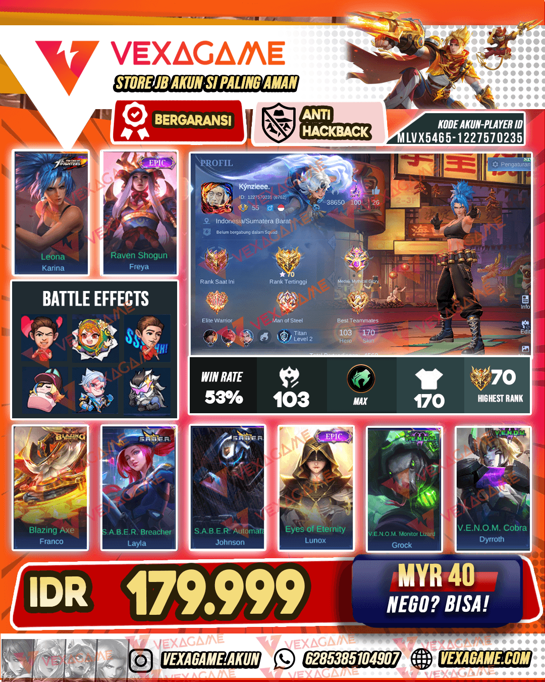 Karina KOF | Freya Epic | Emblem MAX