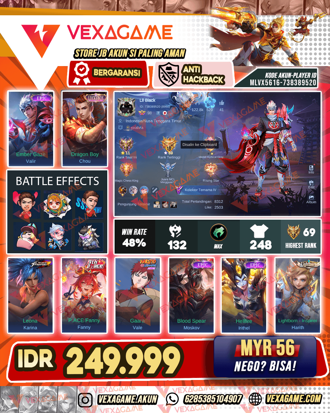 Valir Epic X Chou Luckybox | Emblem MAX & Hero MAX