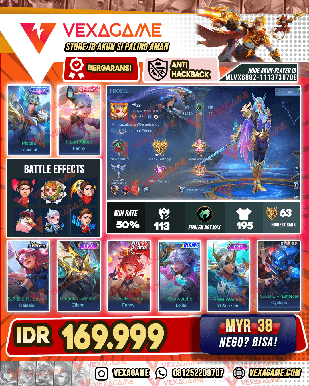 Lancelot Zodiac | Fanny Valentine | Gusion Epic