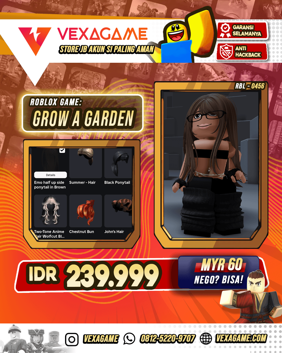 Grow A Garden | Black Wing X Star Backpack | Two-Tone Anime Haircut