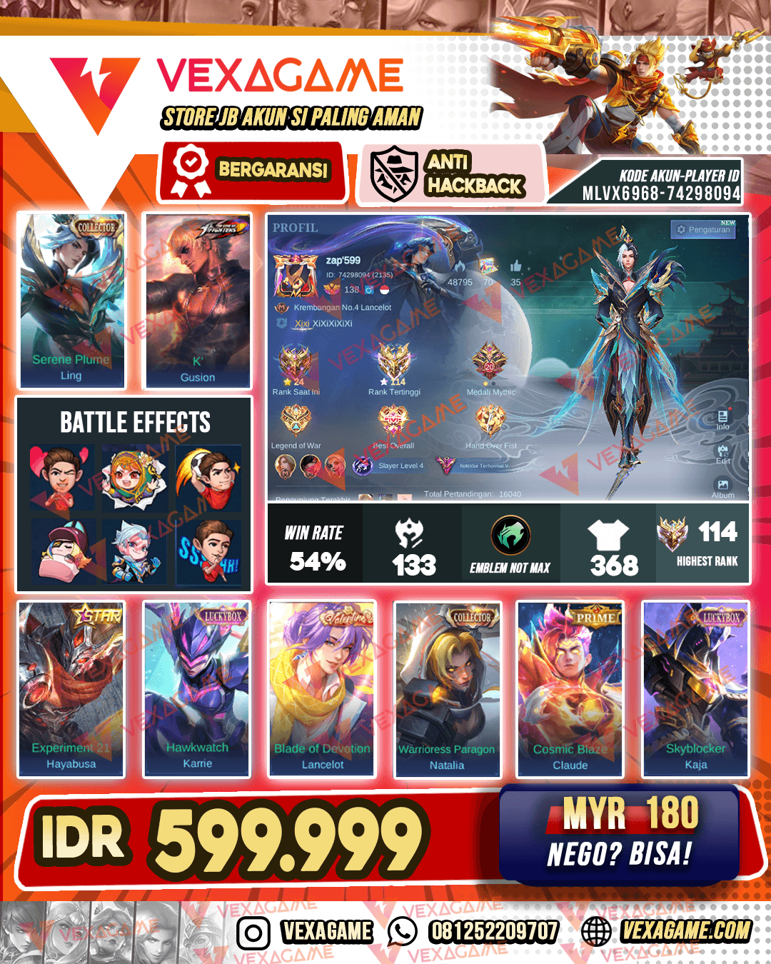 Ling Collector | Lancelot Valentine | Gusion KOF