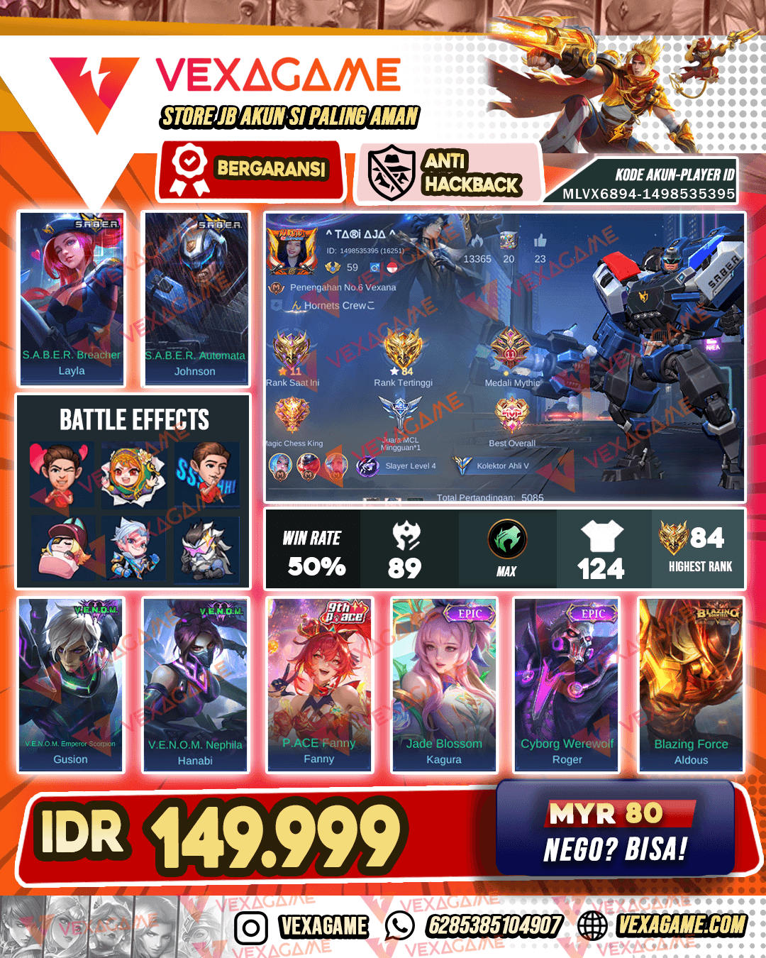 Jhonson SABER | Layla SABER | 2 VENOM | Emblem MAX